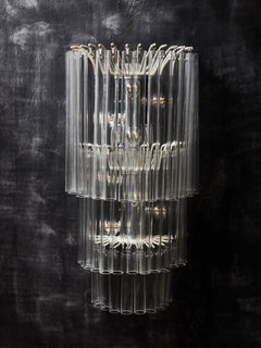 Venini Three-Tier Wall Sconces with Clear Glass Tubes