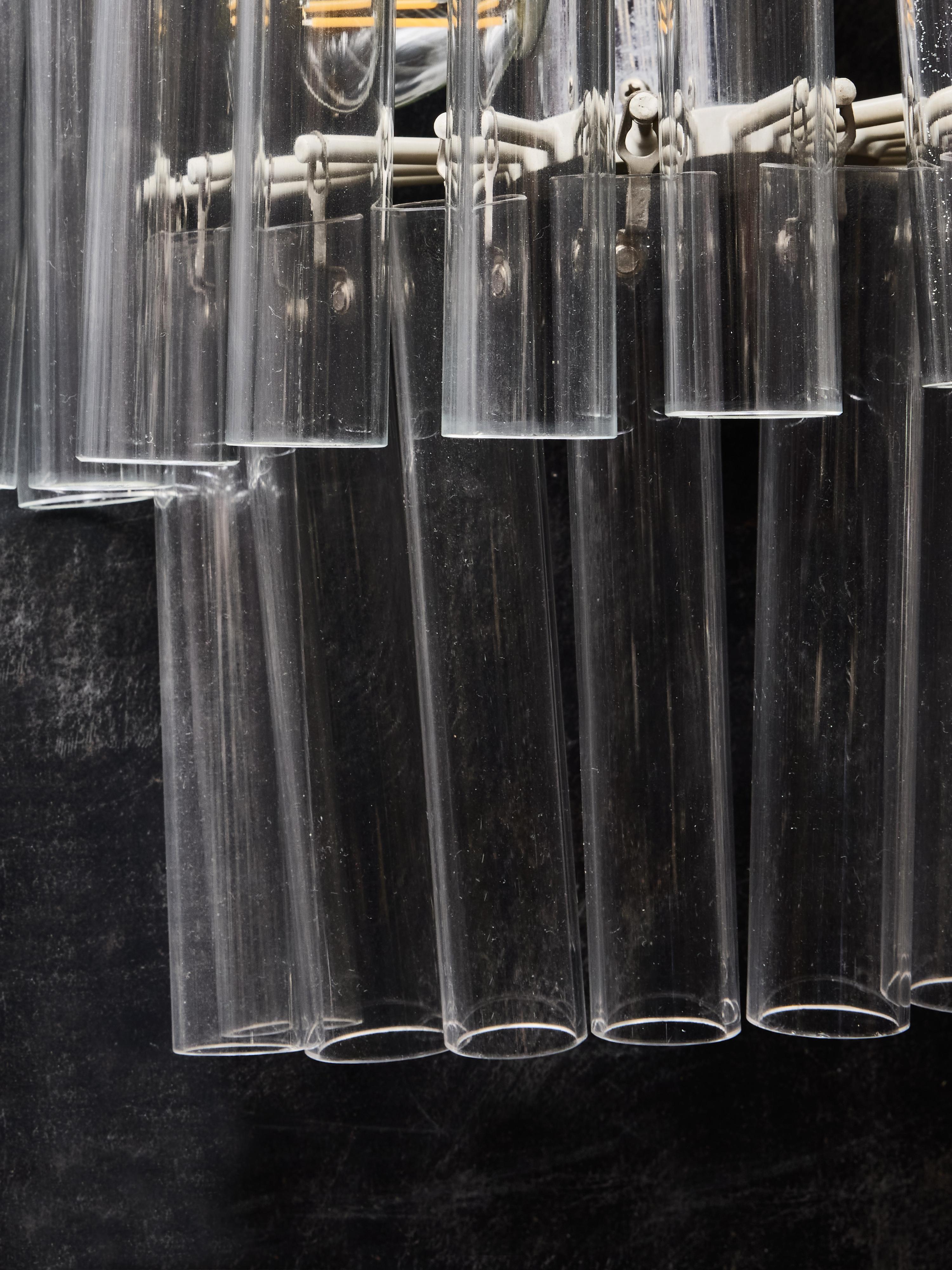 Venini Applique a tre piani con tubi in vetro trasparente In condizioni buone in vendita a Saint-Ouen, IDF
