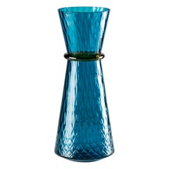 Venini Tiara Large Vase in Horizon and Amber Murano Glass