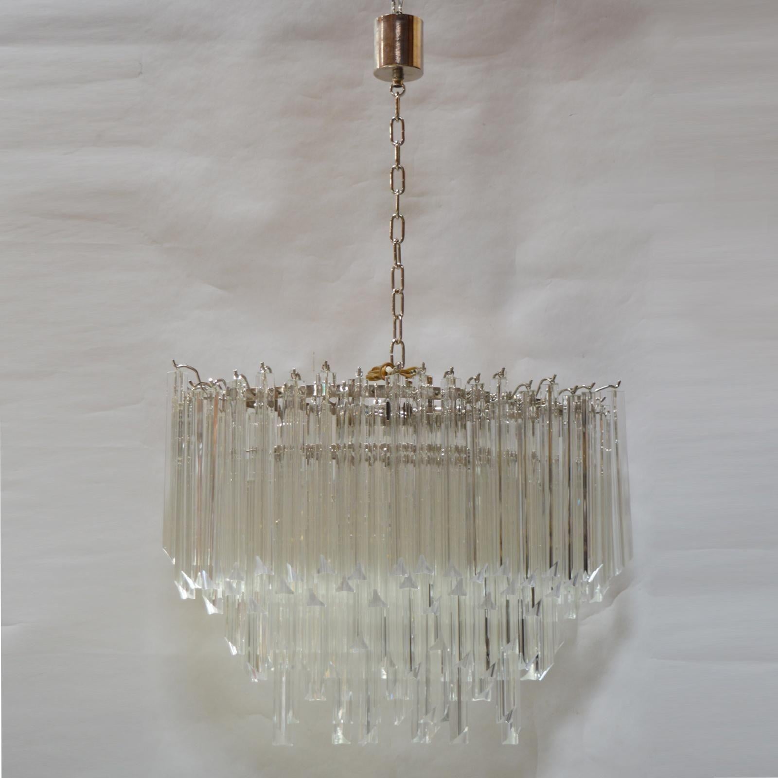 Italian Venini, Tiered Glass Chandelier, Italy, 1970s  For Sale