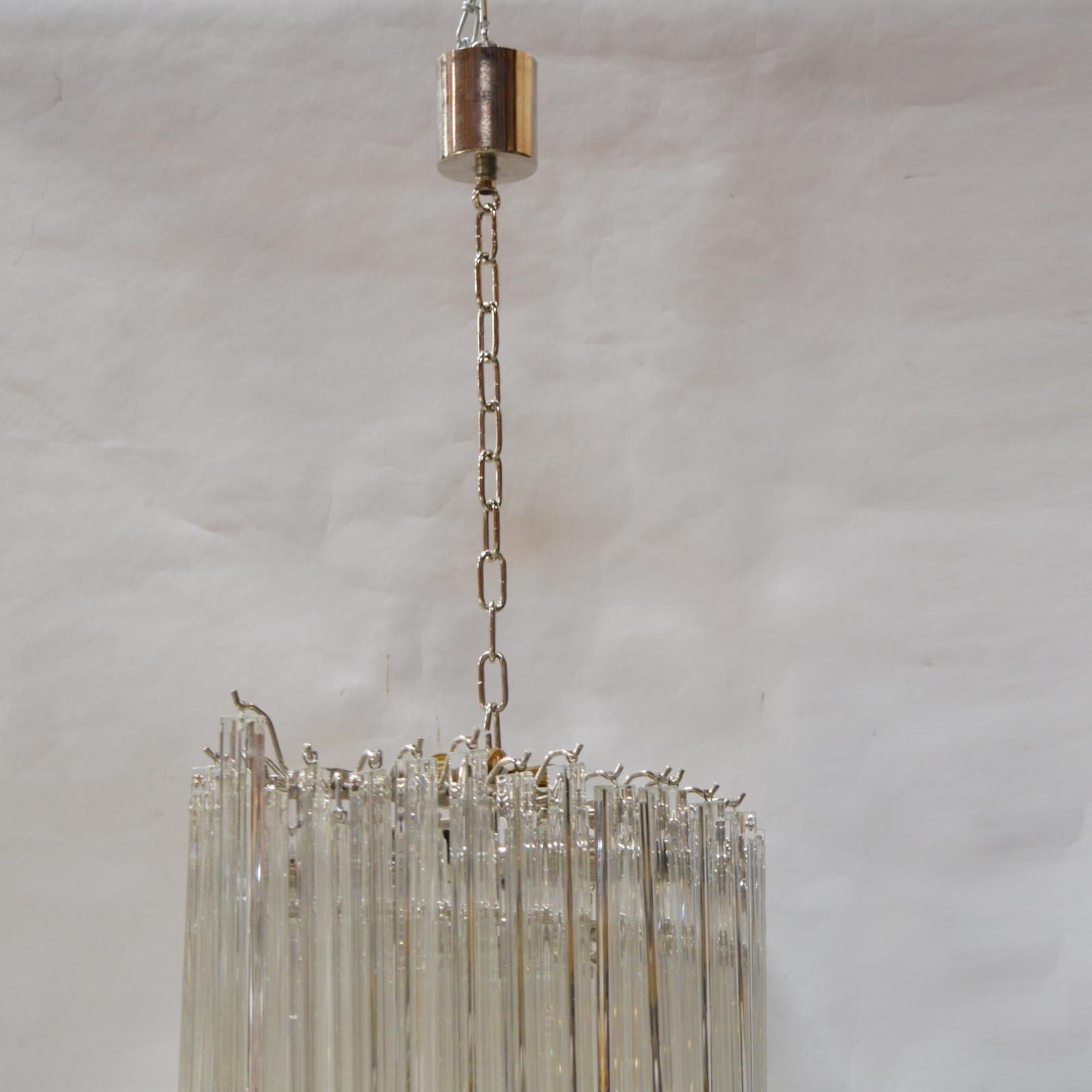 Venini, Tiered Glass Chandelier, Italy, 1970s  In Good Condition For Sale In Los Angeles, CA