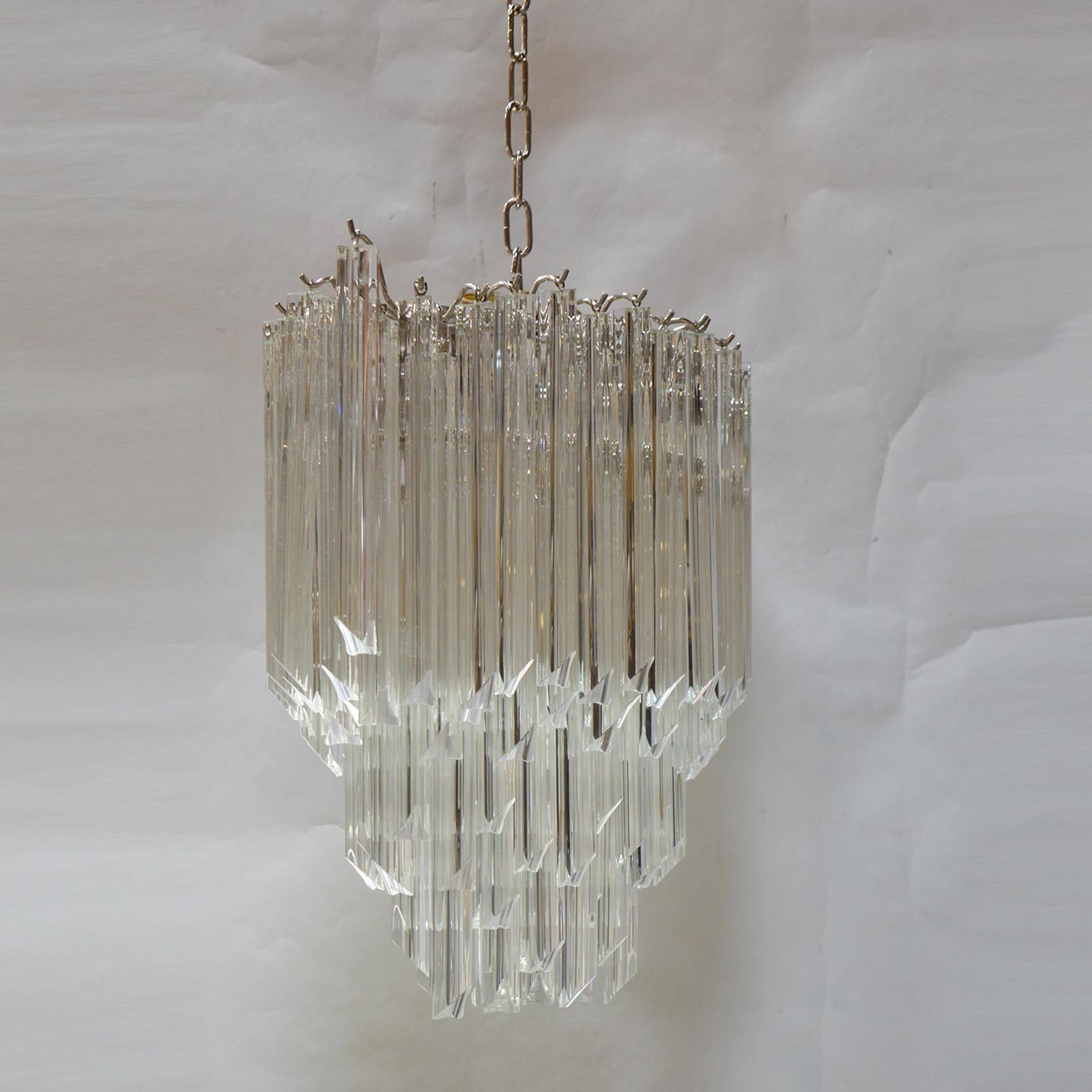 Late 20th Century Venini, Tiered Glass Chandelier, Italy, 1970s  For Sale