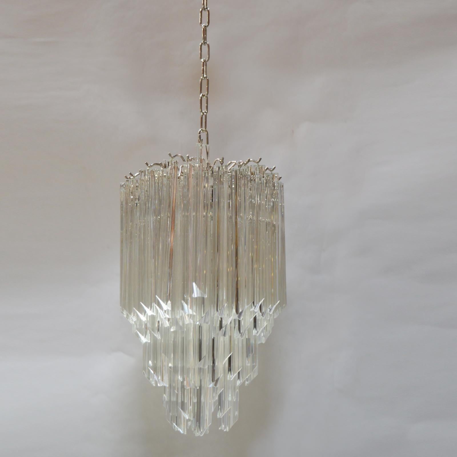 Venini, Tiered Glass Chandelier, Italy, 1970s  For Sale 1