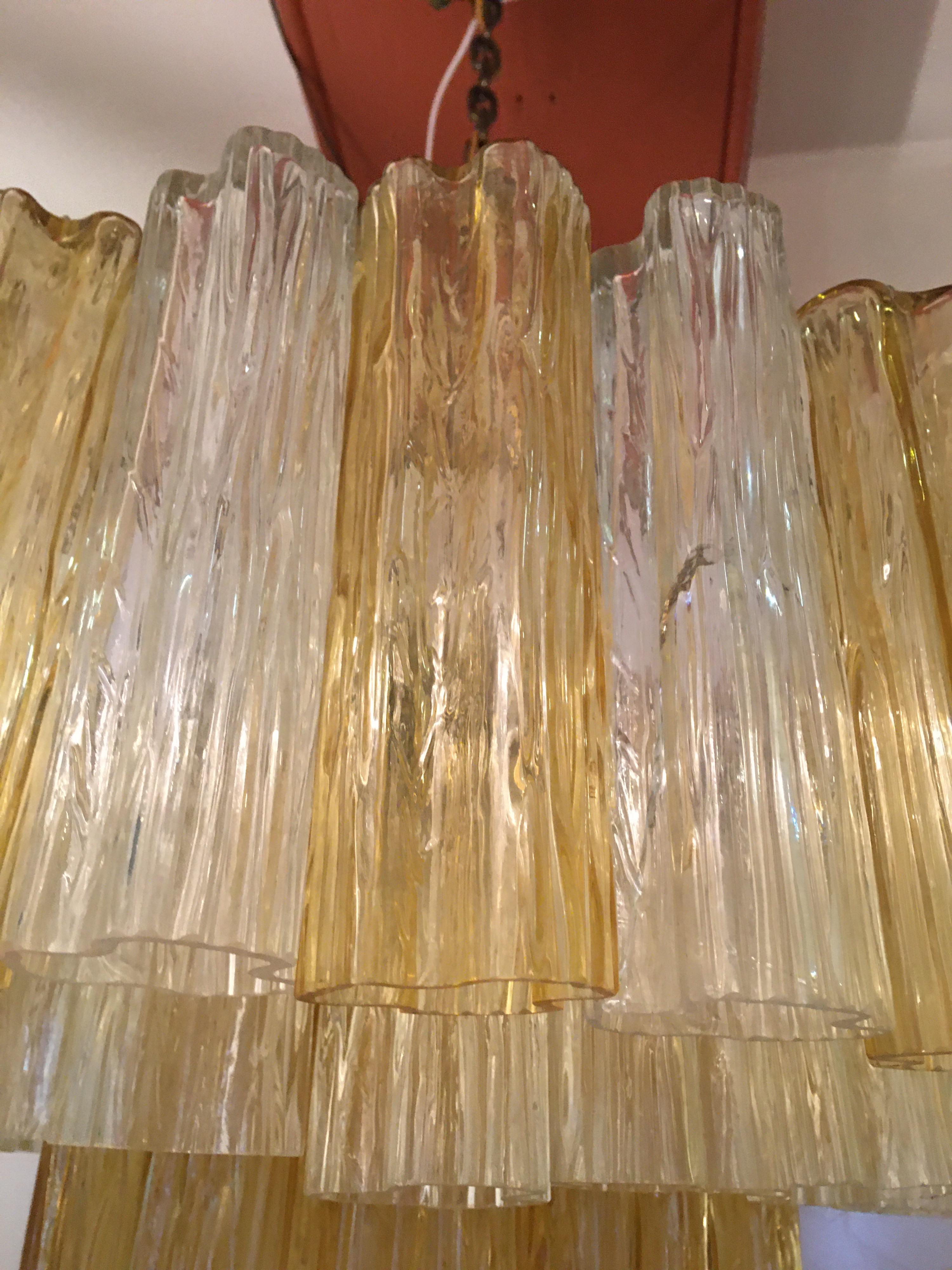 Venini Tonchi 3-Tier Amber and Clear Chandelier 3