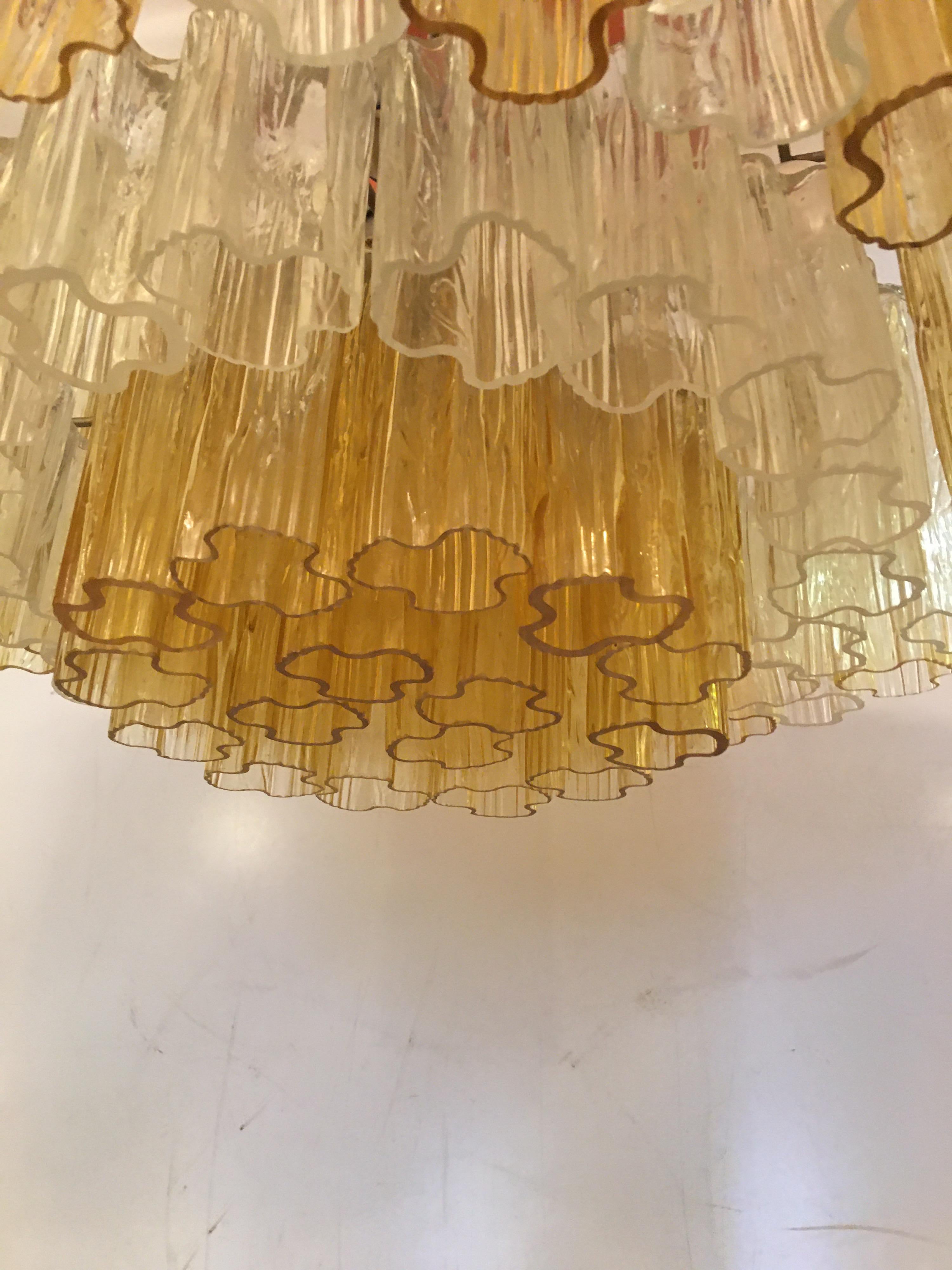 Venini Tonchi 3-Tier Amber and Clear Chandelier 4