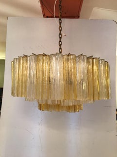 Venini Tonchi 3-Tier Amber and Clear Chandelier