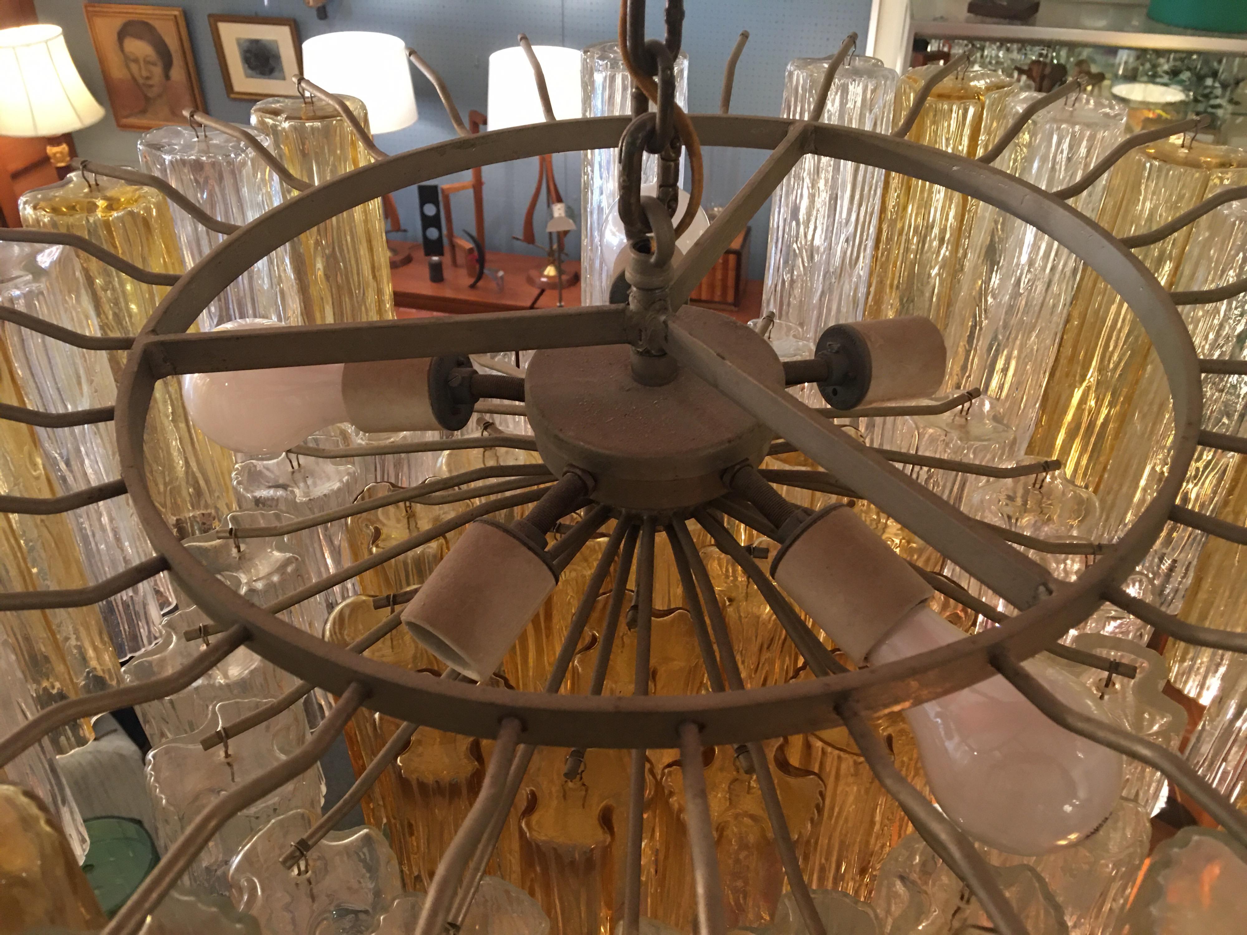 Venini Tonchi 3-Tier Amber and Clear Chandelier 2