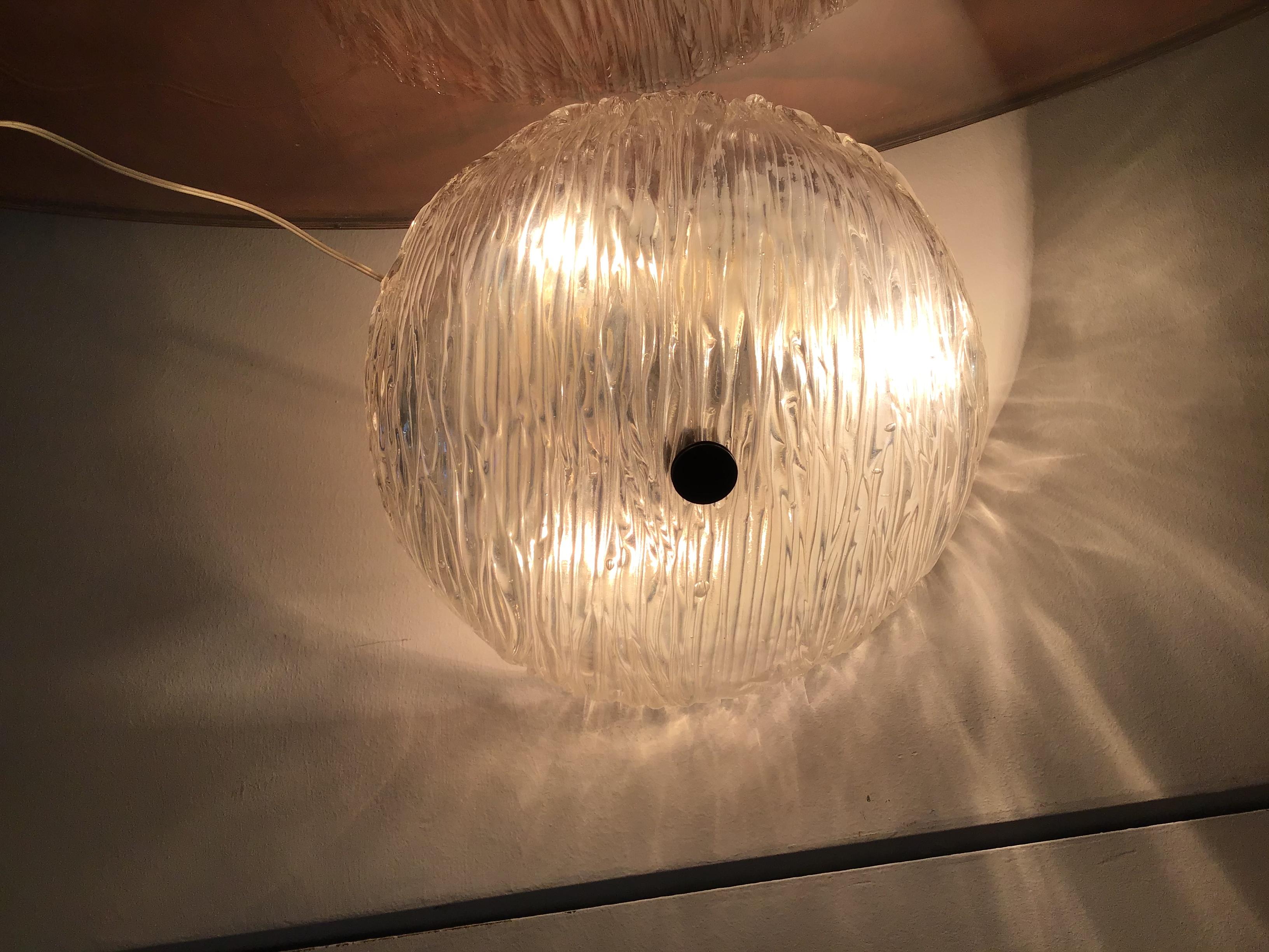 Plafonnier/applique en verre de Murano en laiton de Venini Toni Zuccheri, 1950, Italie en vente 3