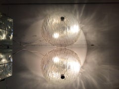 Venini Toni Zuccheri Ceiling Light/Sconce Murano Glass Brass, 1950, Italy