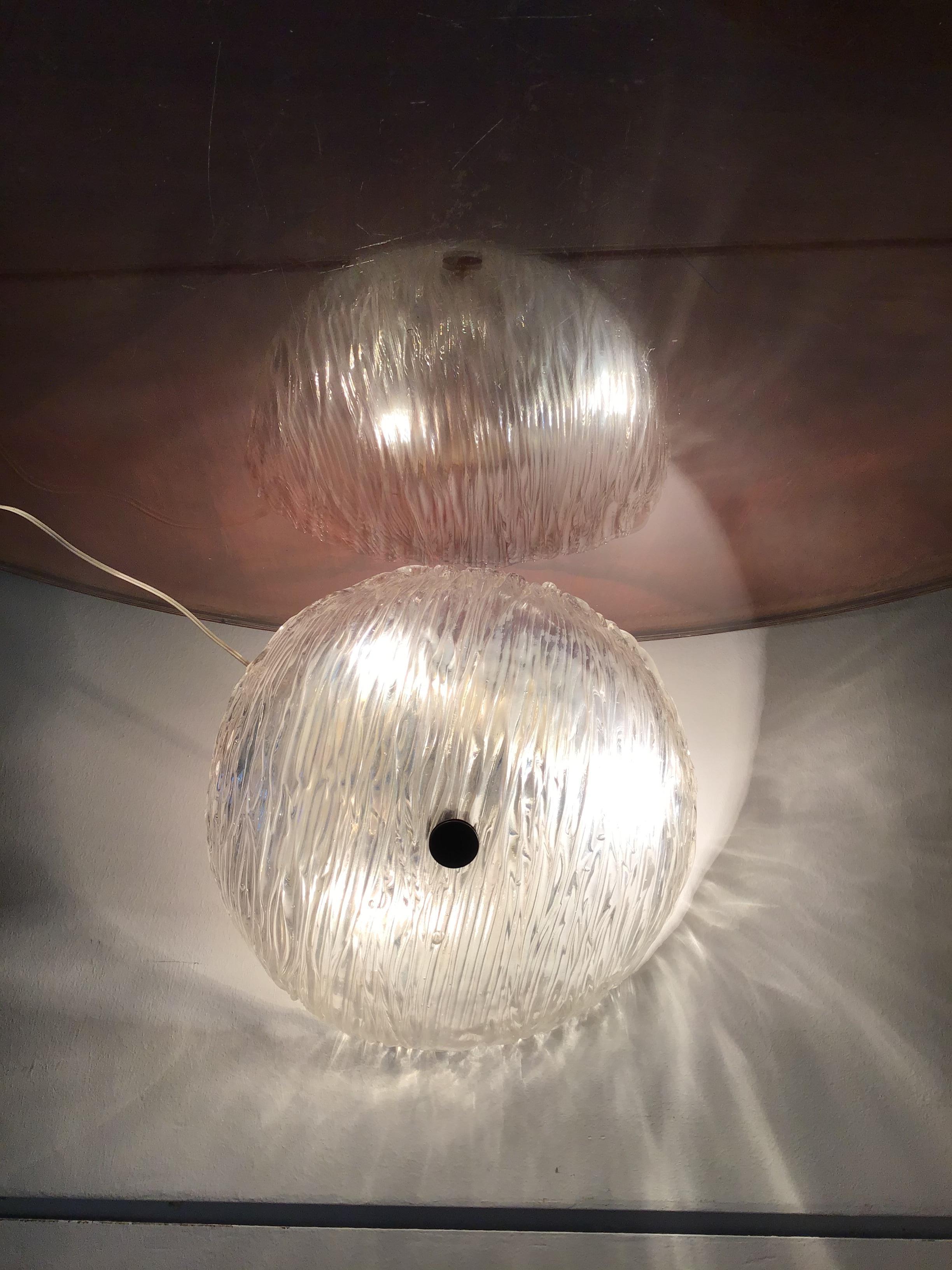 Plafonnier/applique en verre de Murano en laiton de Venini Toni Zuccheri, 1950, Italie Excellent état - En vente à Milano, IT
