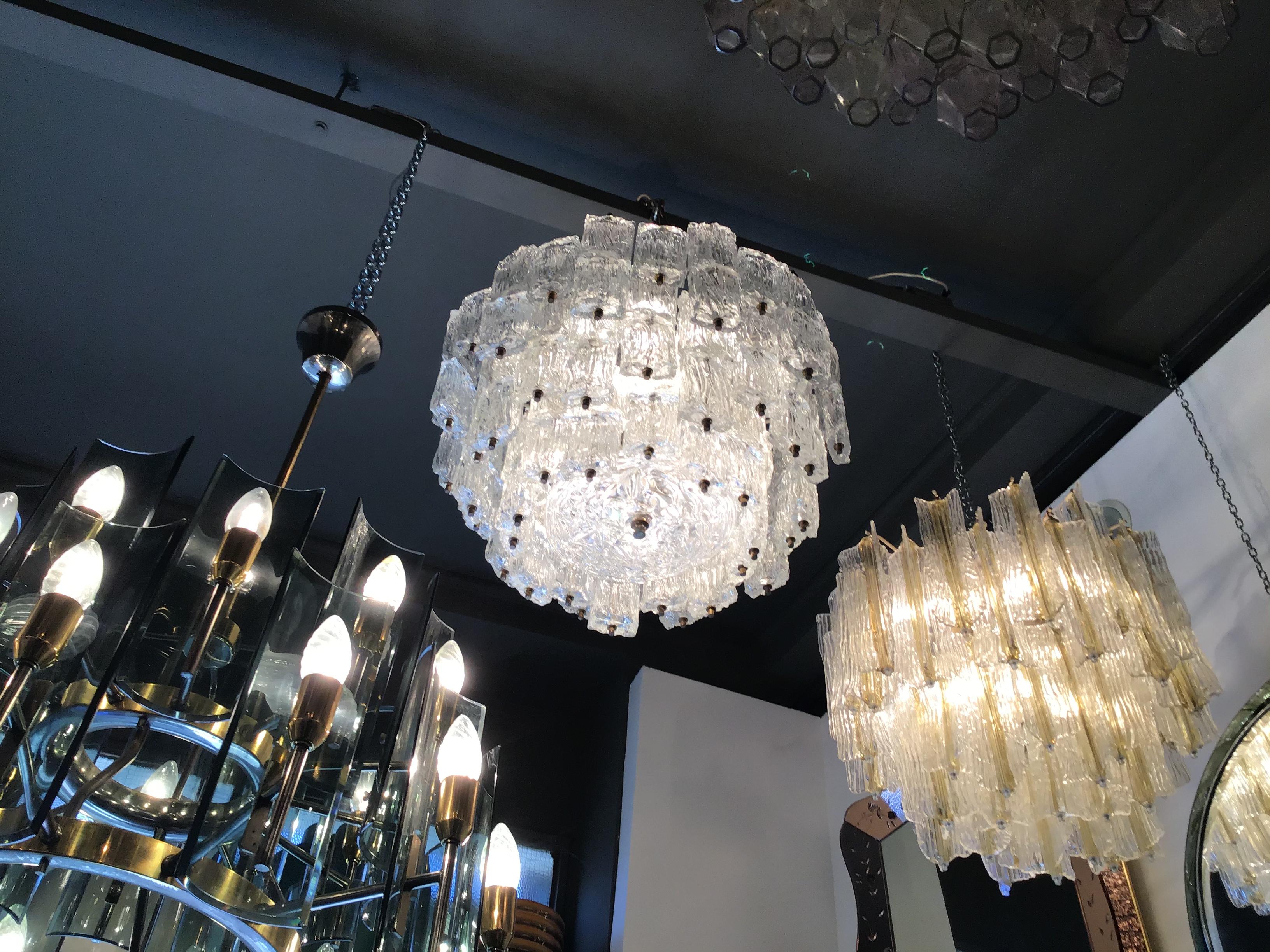 Venini Toni Zuccheri Chandelier Murano Glass Brass 1950 Italy For Sale 5