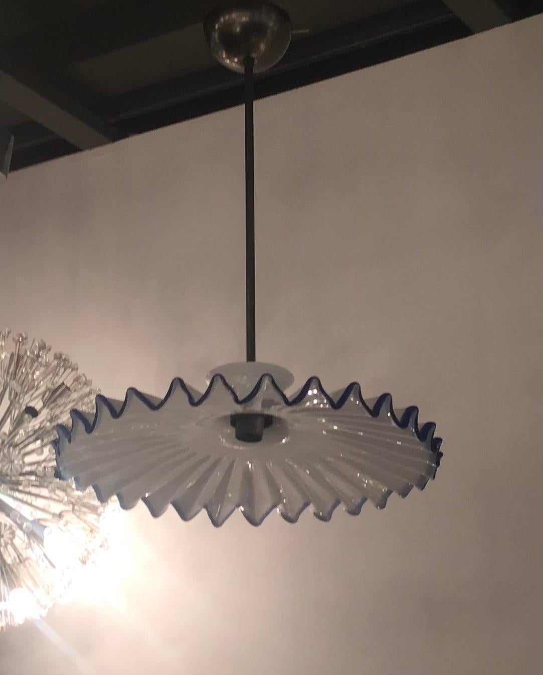 VENINI “Toni Zuccheri “ chandelier Murano glass metal crome, 1960, Italy.