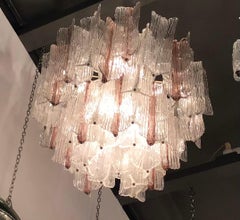 Venini “Toni Zuccheri” Chandelier Murano Glass Metal Crome Iron 1950 Italy