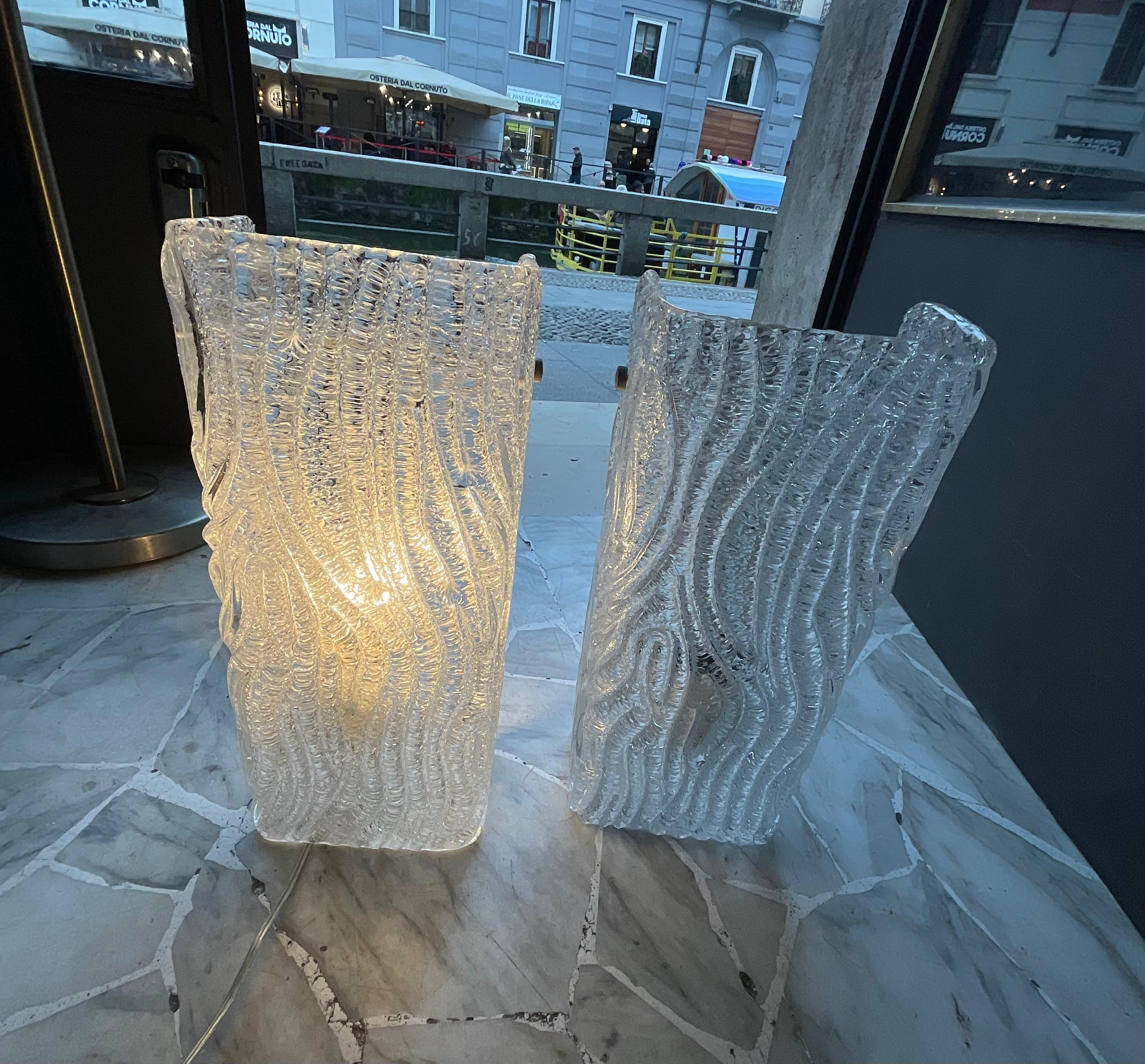 VENINI - TONI ZUCCHERI - Pair of wall sconces - MURANO - ITALY - 1960s For Sale 3