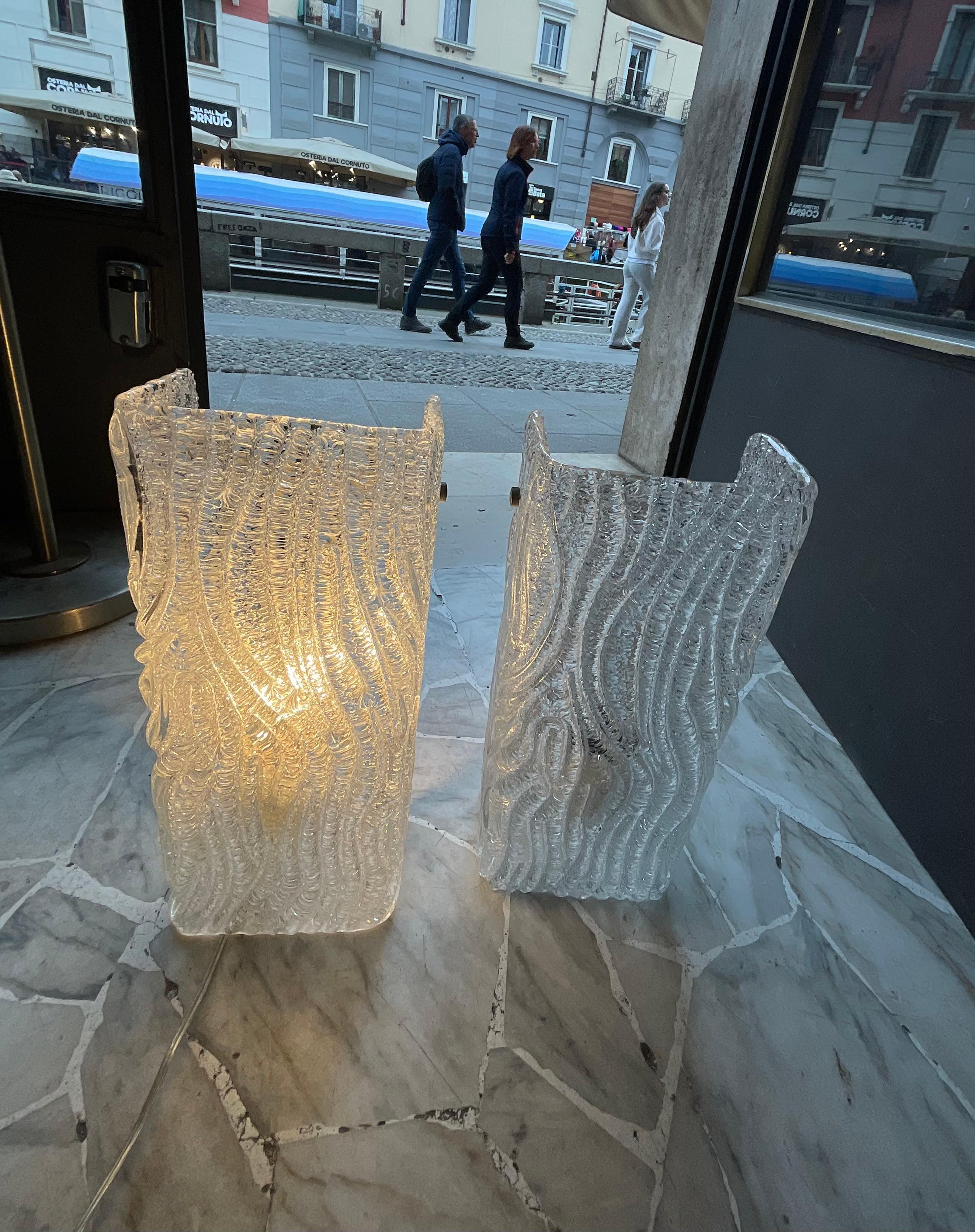 VENINI - TONI ZUCCHERI - Pair of wall sconces - MURANO - ITALY - 1960s For Sale 4