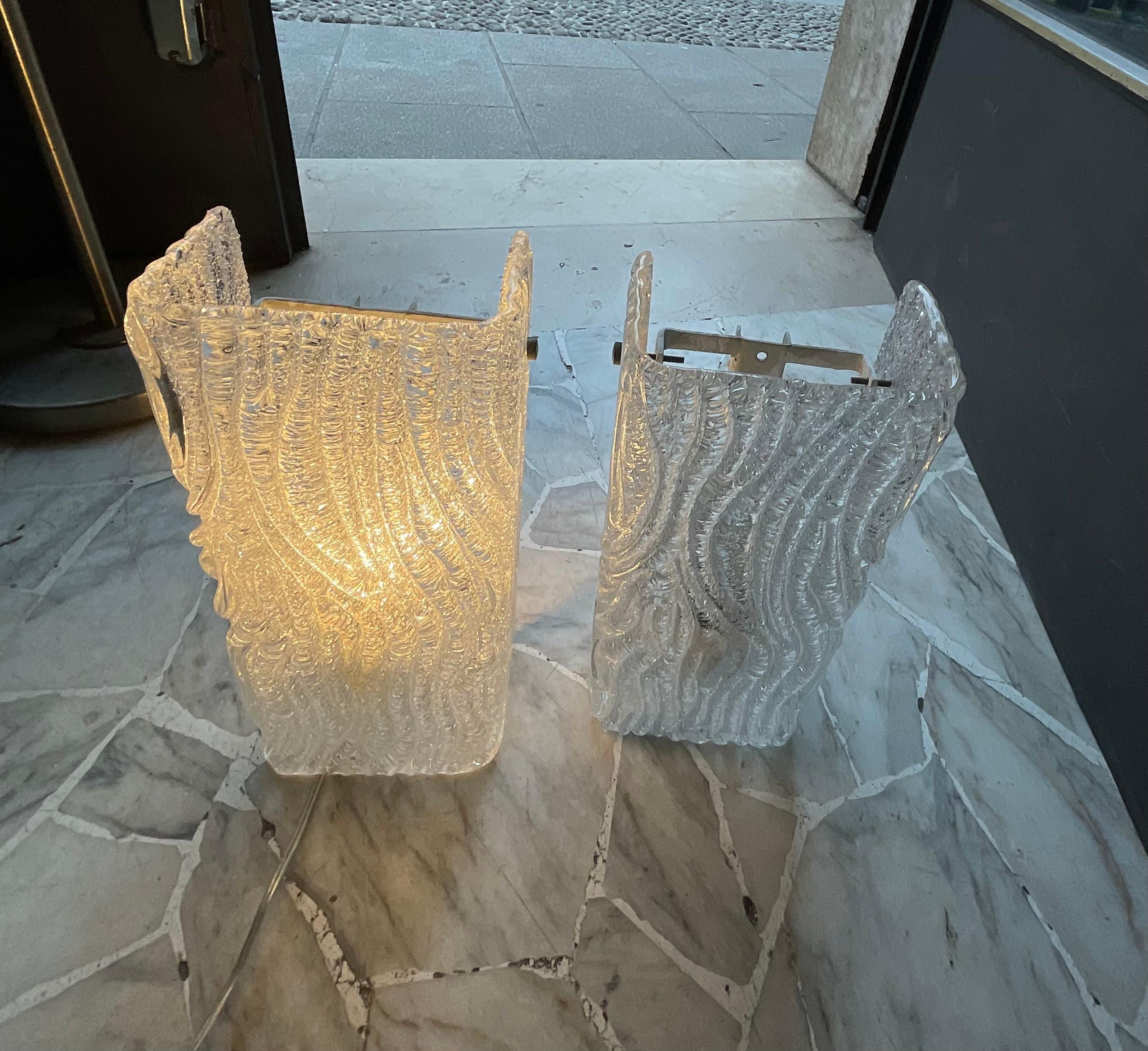 Metal VENINI - TONI ZUCCHERI - Pair of wall sconces - MURANO - ITALY - 1960s For Sale