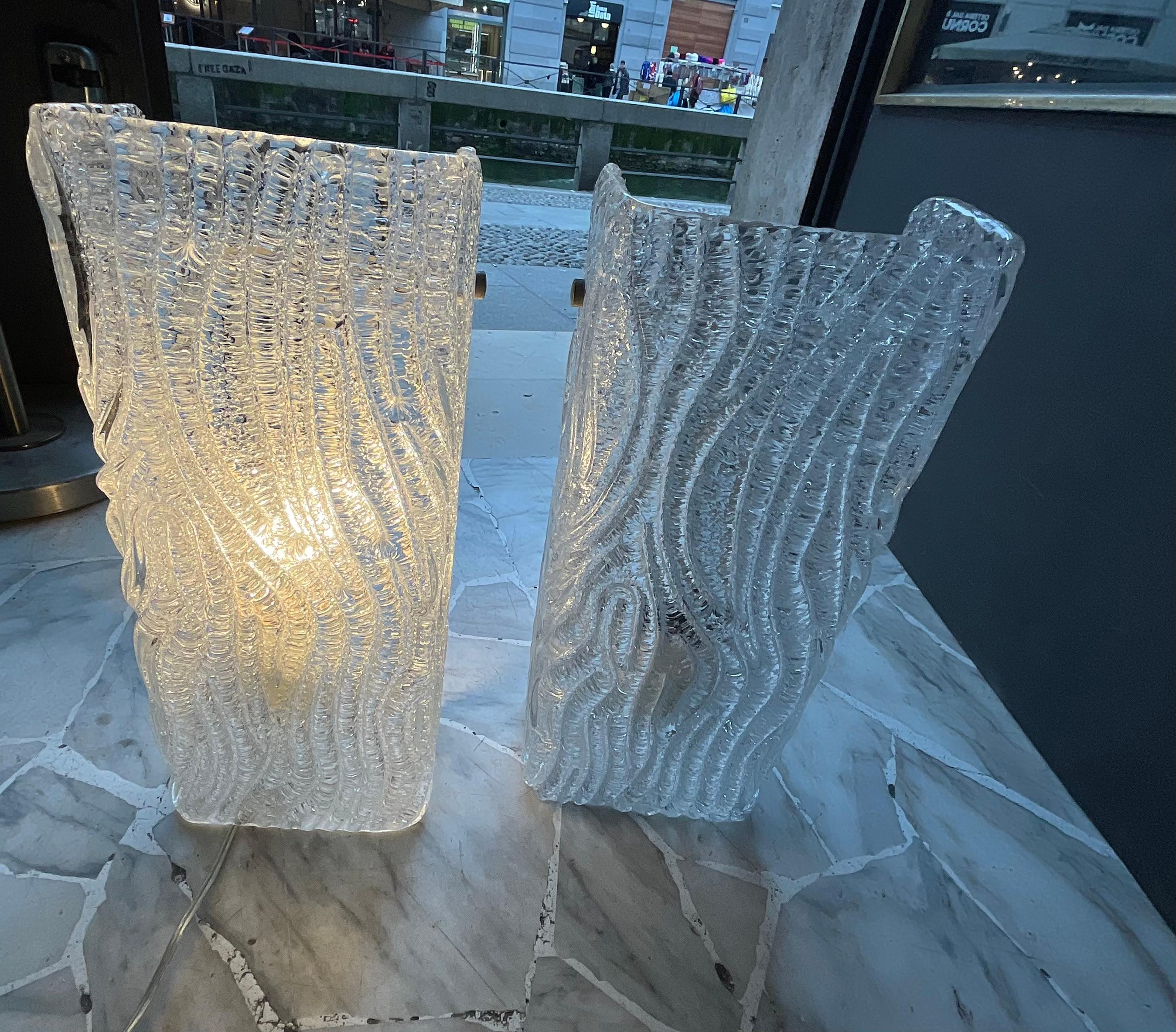 VENINI - TONI ZUCCHERI - Pair of wall sconces - MURANO - ITALY - 1960s For Sale 2