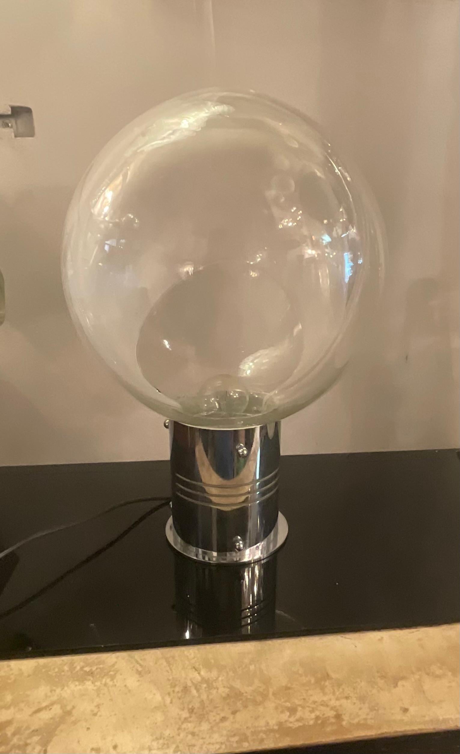 Steel VENINI - TONI ZUCCHERI - Mode table lamp. Membrane - Murano 1970 For Sale