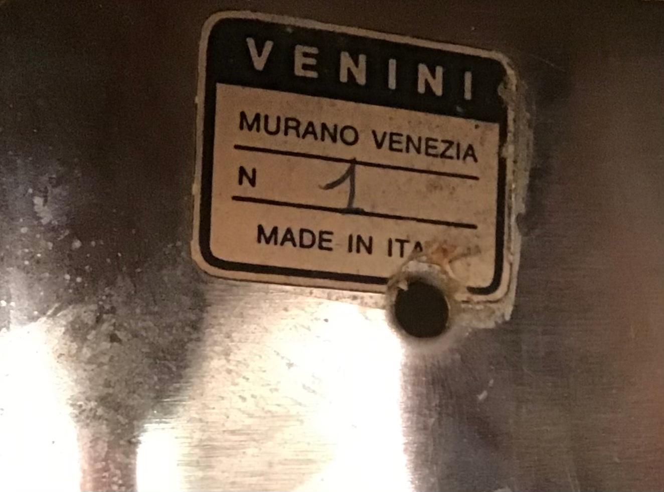 Late 20th Century Venini Toni Zuccheri Metal Crome Murano Glass, Italy, 1970  For Sale