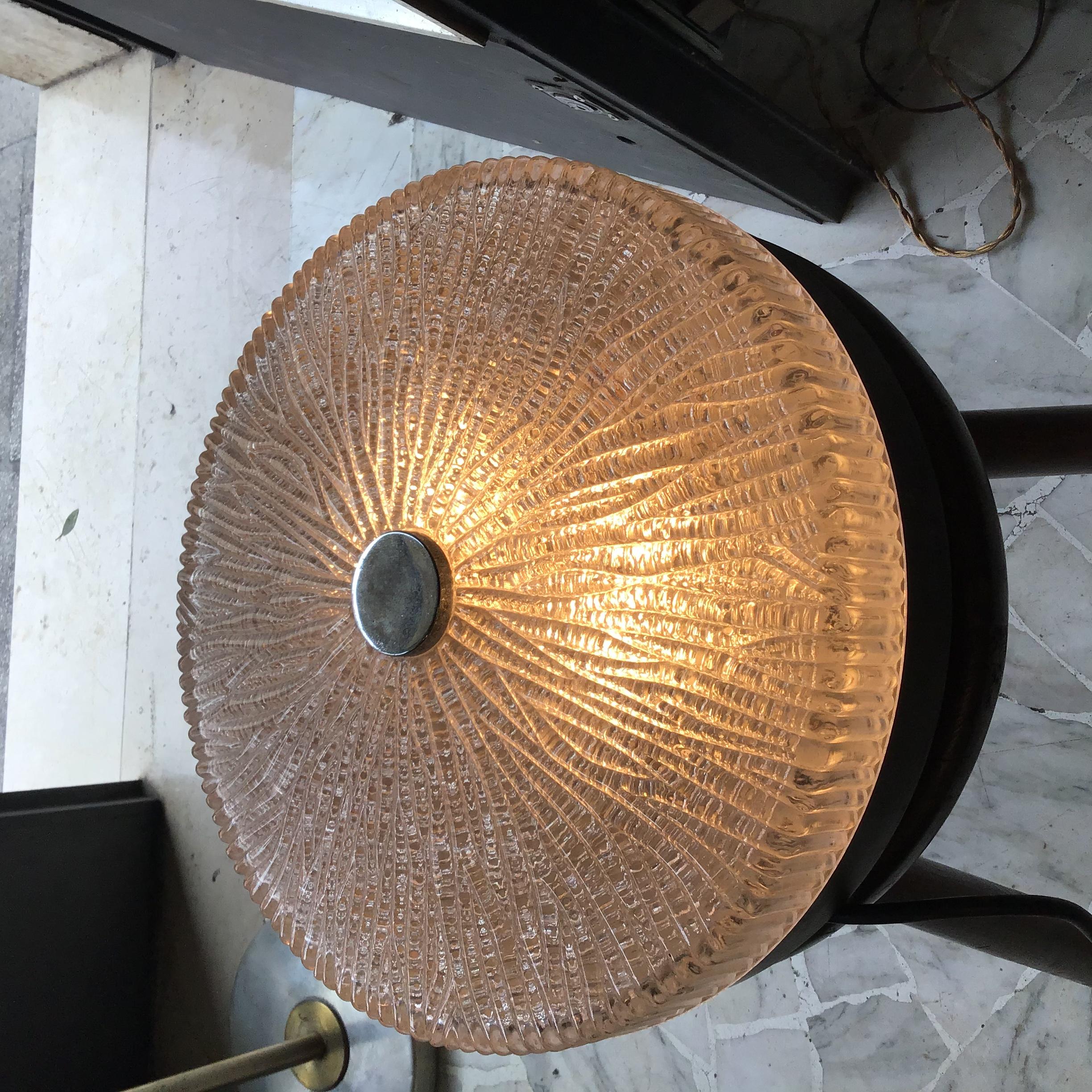 VENINI Toni Zuccheri Ceiling Lamp/Appliques Murano Glass Metal Crome 1950 Italy For Sale 6