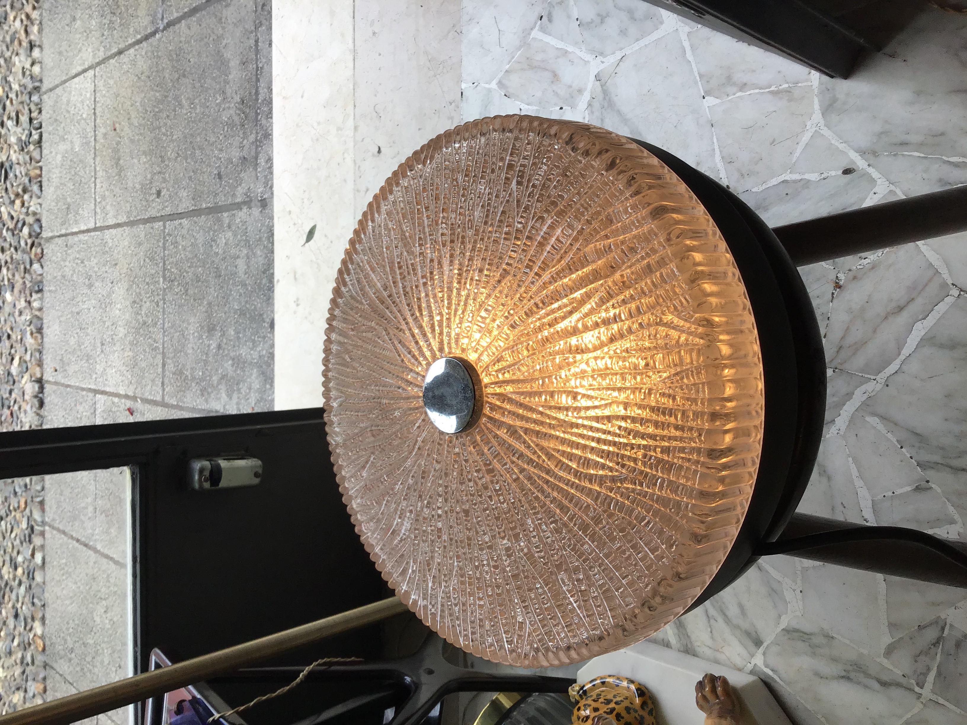VENINI Toni Zuccheri Ceiling Lamp/Appliques Murano Glass Metal Crome 1950 Italy For Sale 7