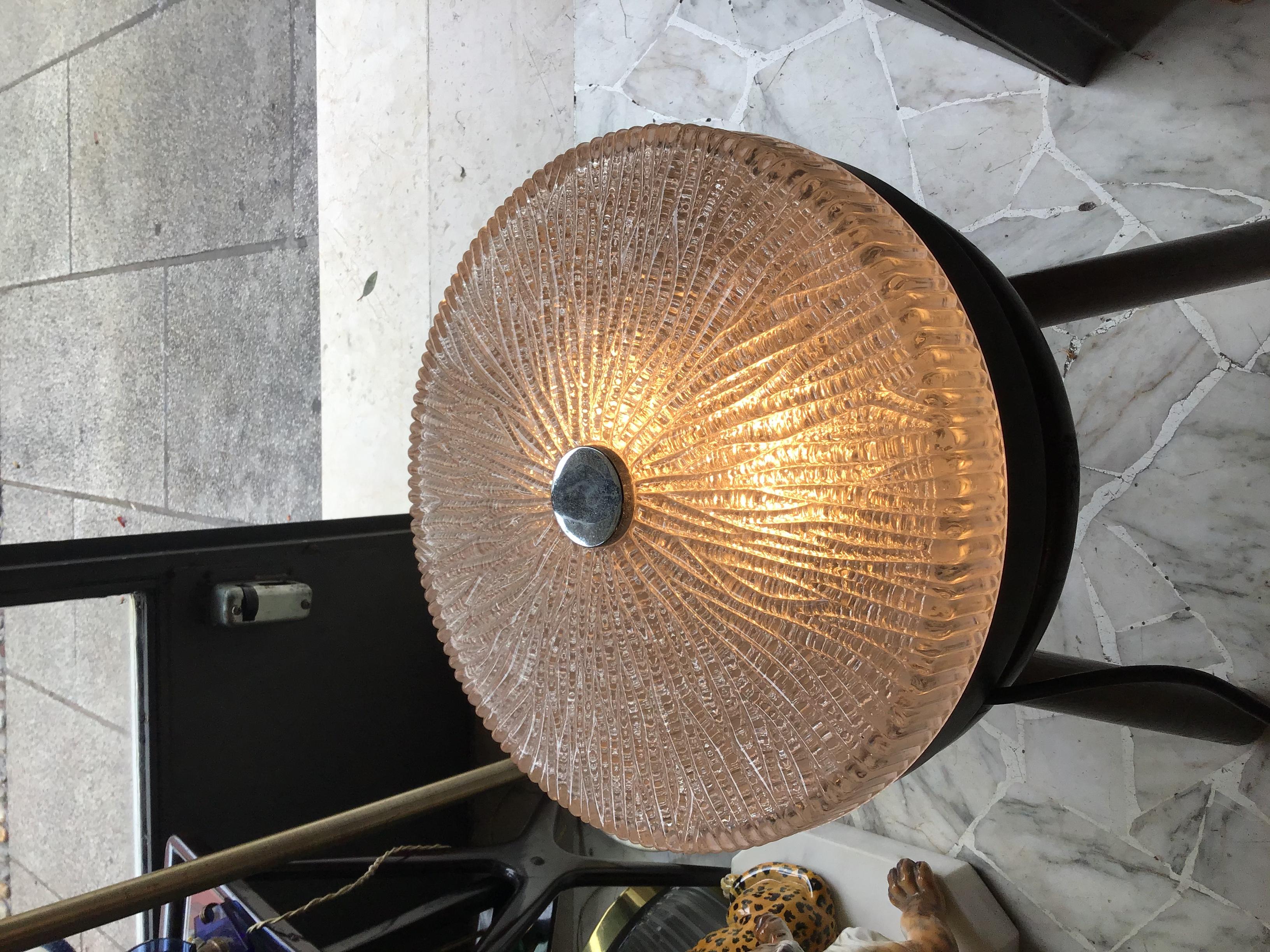 VENINI Toni Zuccheri Ceiling Lamp/Appliques Murano Glass Metal Crome 1950 Italy For Sale 9