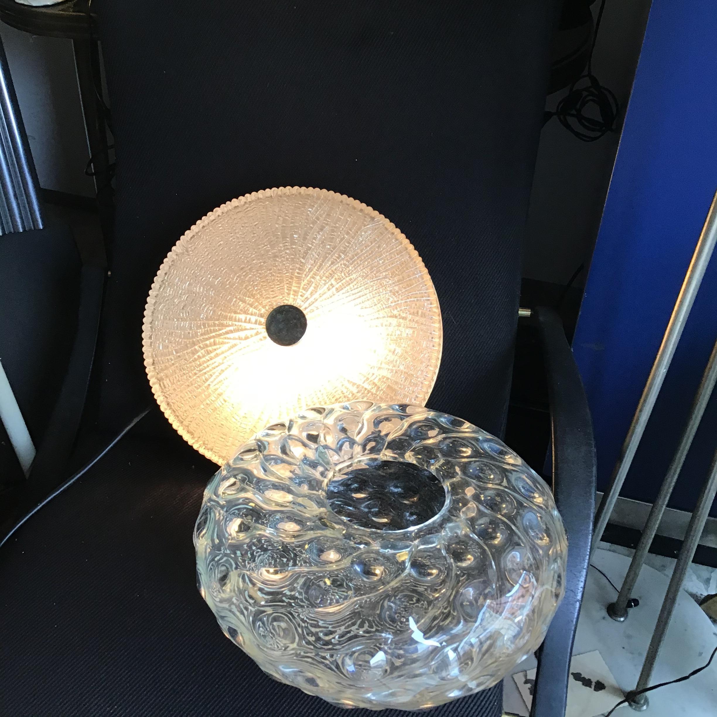 Ceiling/wall sconce VENINI model TONI ZUCCHERI MURANO GLASS CORTECCIA AND CHROMED METAL AND BLACK IRON FROM 1950 IN EXCELLENT CONDITION.....