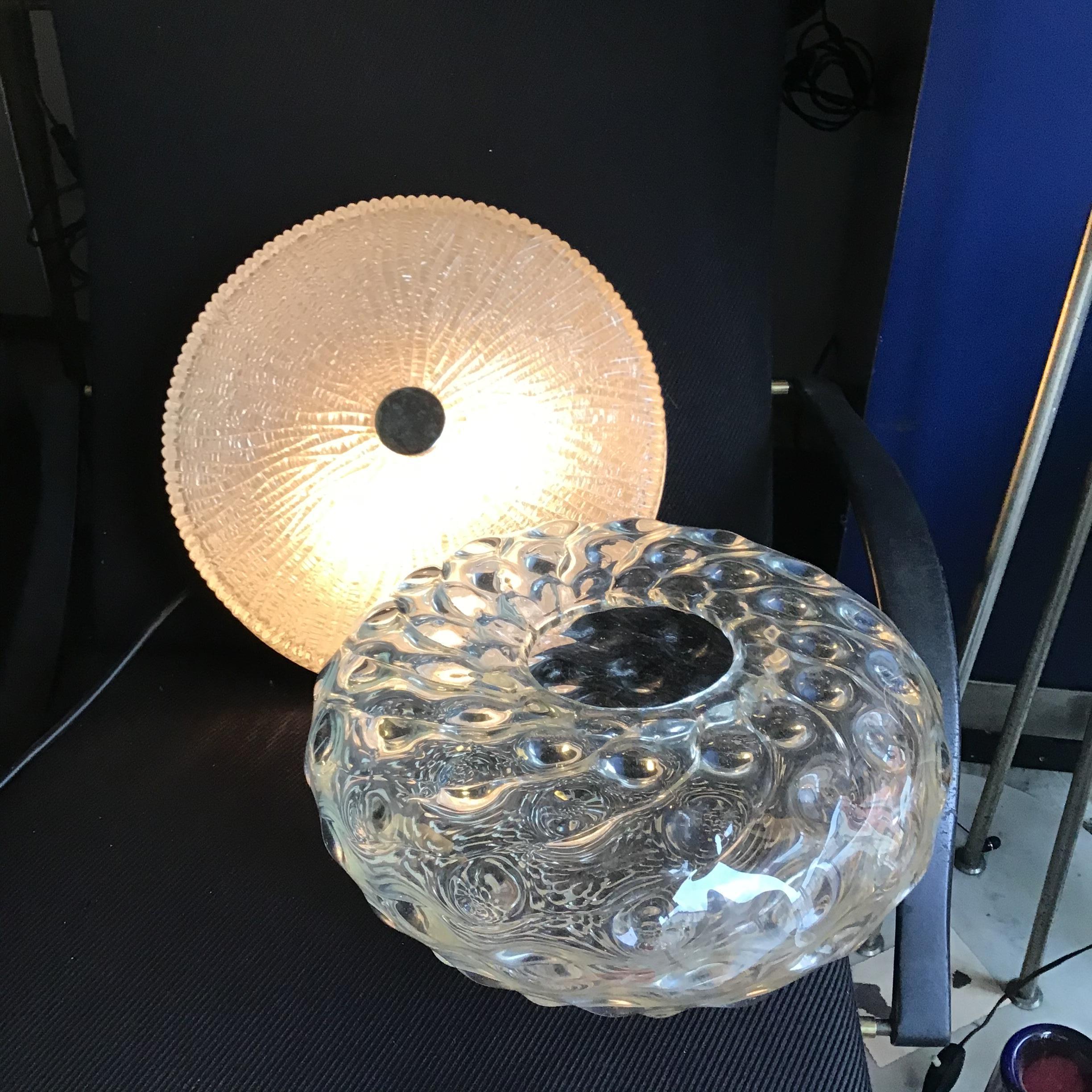 Italian VENINI Toni Zuccheri Ceiling Lamp/Appliques Murano Glass Metal Crome 1950 Italy For Sale
