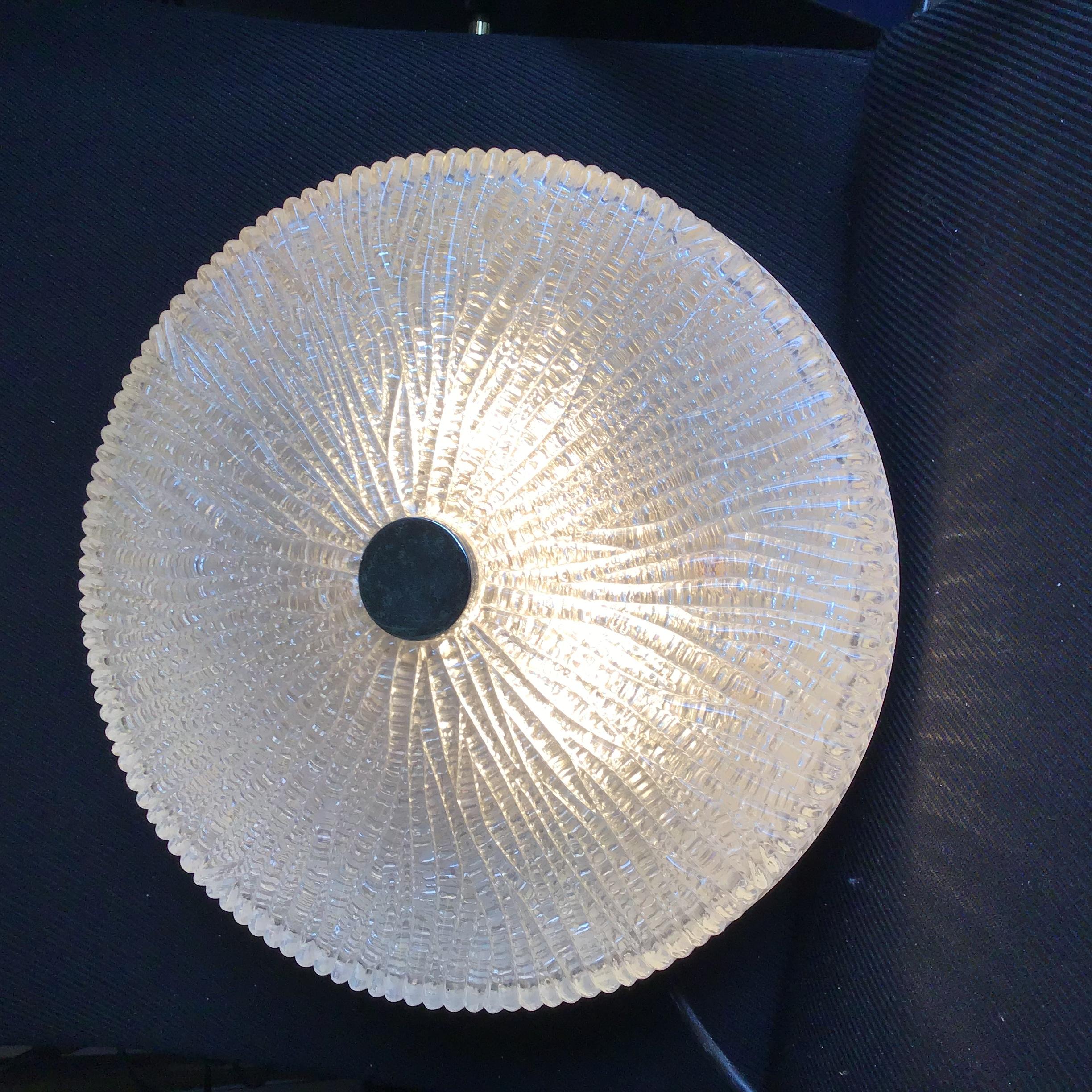 VENINI Toni Zuccheri Ceiling Lamp/Appliques Murano Glass Metal Crome 1950 Italy For Sale 2