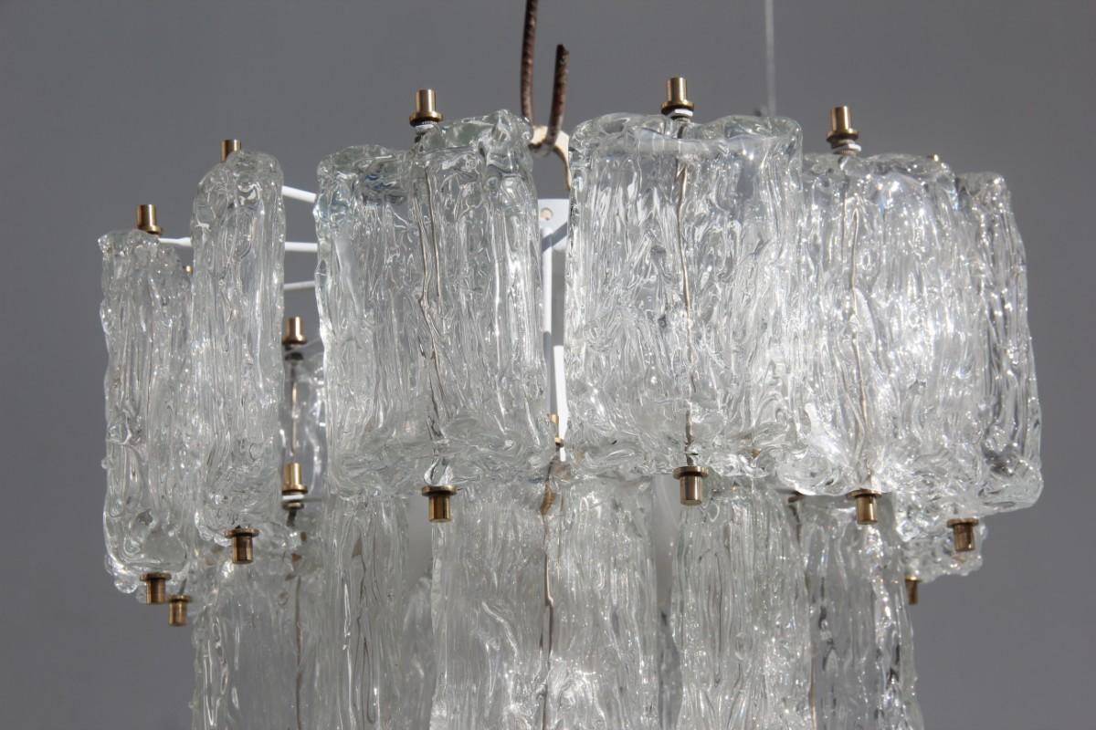 Mid-Century Modern Venini Toni Zuccheri Round Chandelier Glass Murano and Brass Part Italian Design For Sale