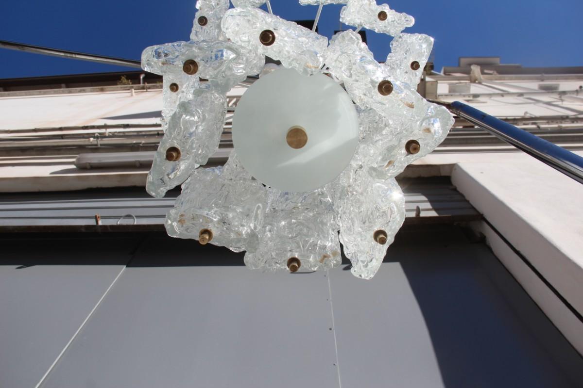 Metal Venini Toni Zuccheri Round Chandelier Glass Murano and Brass Part Italian Design For Sale