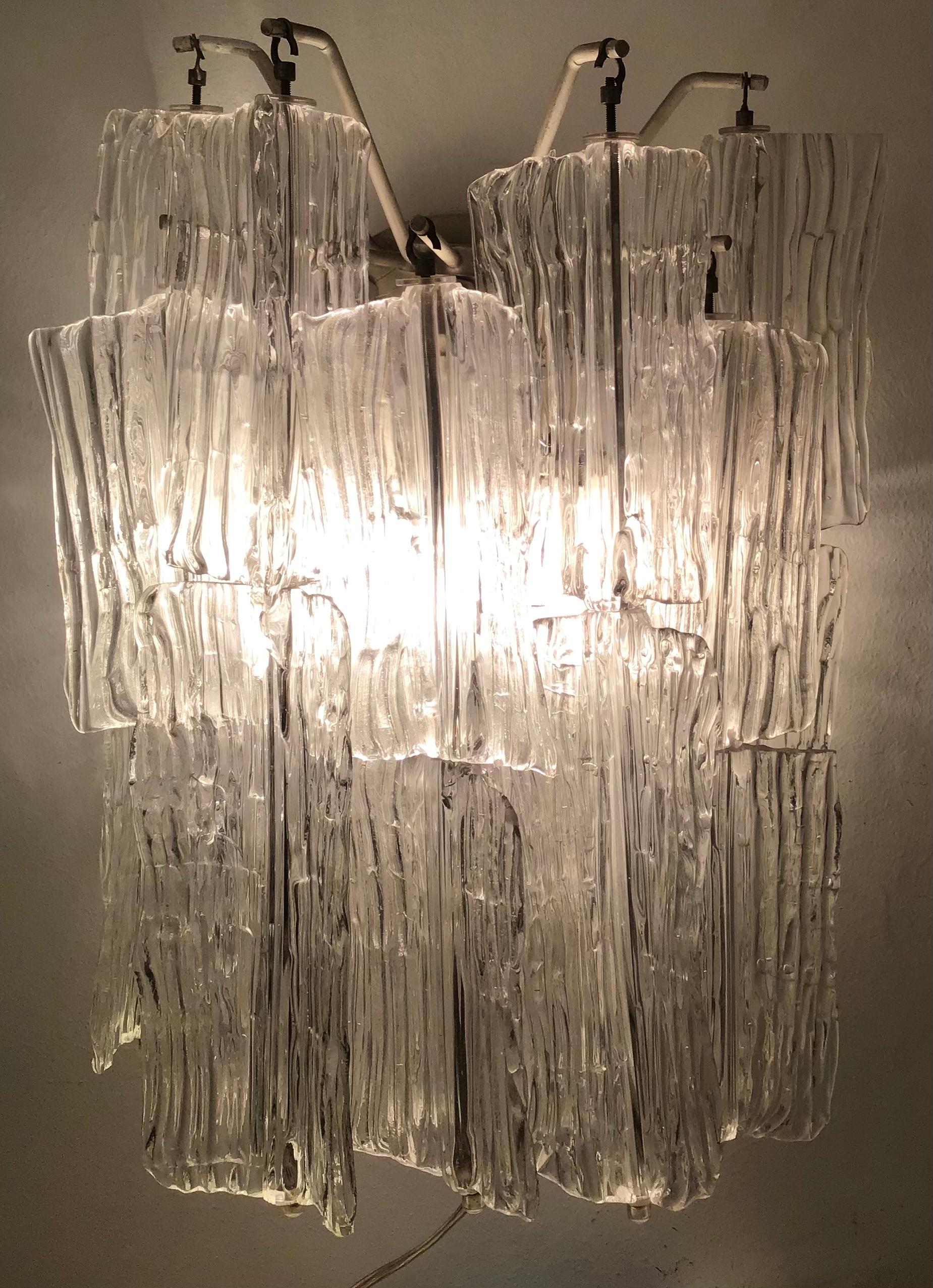 Venini Toni Zuccheri Wandleuchter Murano Glas Metall Verchromt 1950 Italien im Angebot 9