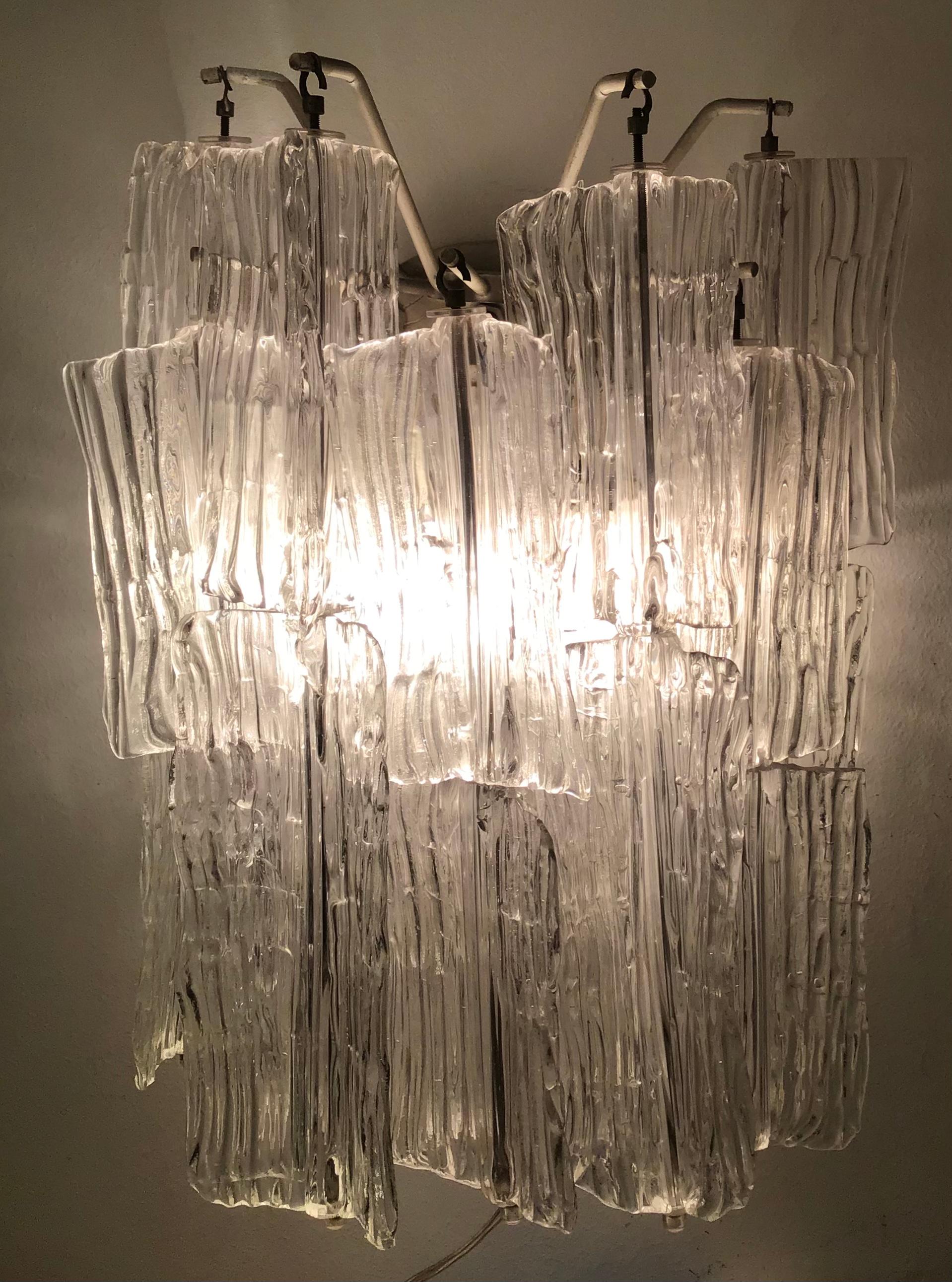 Venini Toni Zuccheri Wandleuchter Murano Glas Metall Verchromt 1950 Italien im Angebot 10