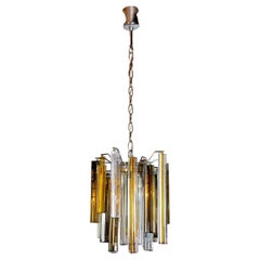 Venini tricolor chandelier, murano glass, Italy, 1970