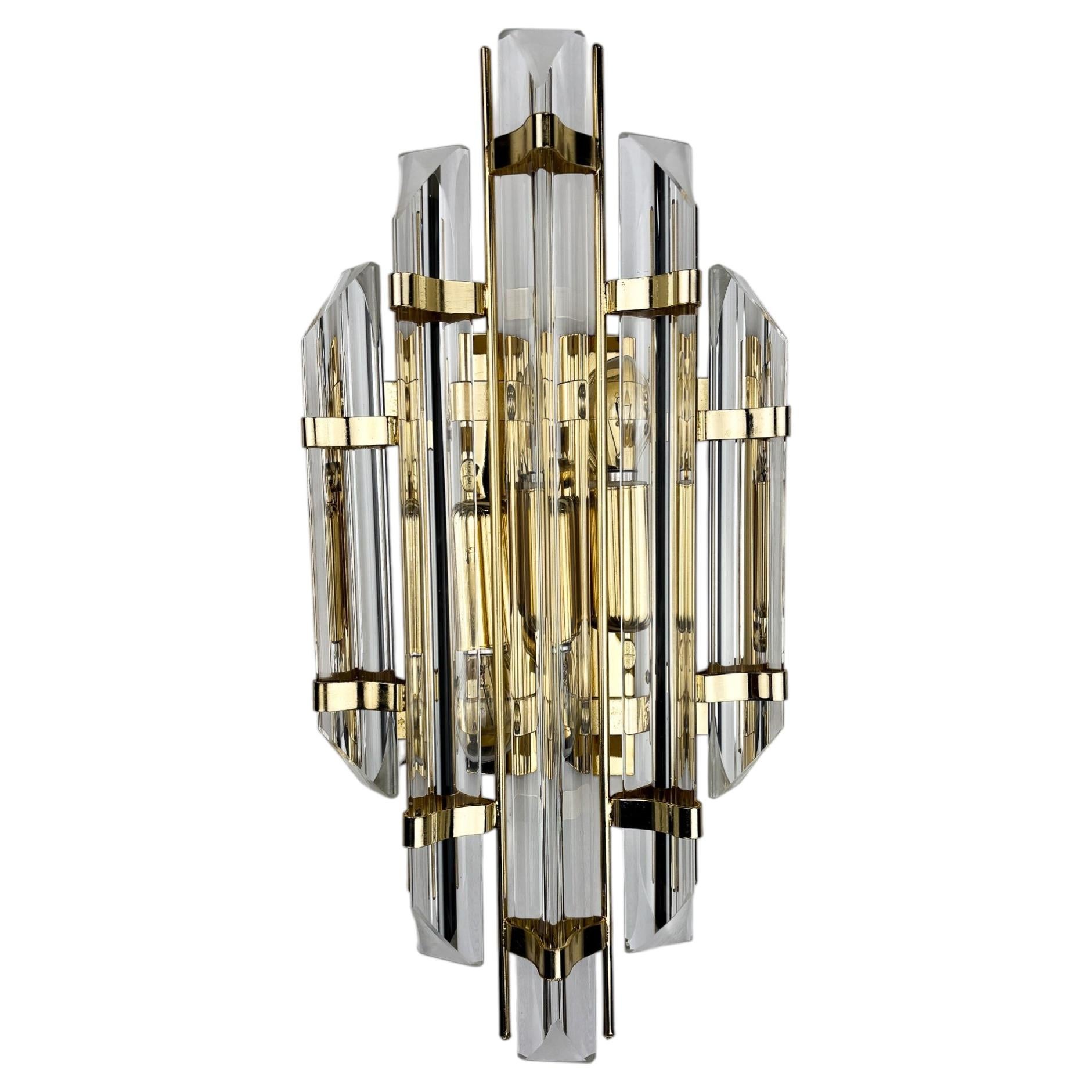 Venini Triedi Cut Glass Wall Sconce, Italy, circa 1970s