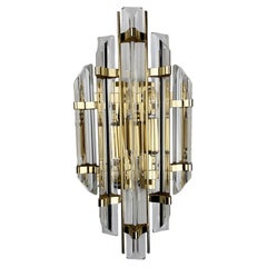 Venini Triedi Cut Glass Wall Sconce, Italy, circa 1970s