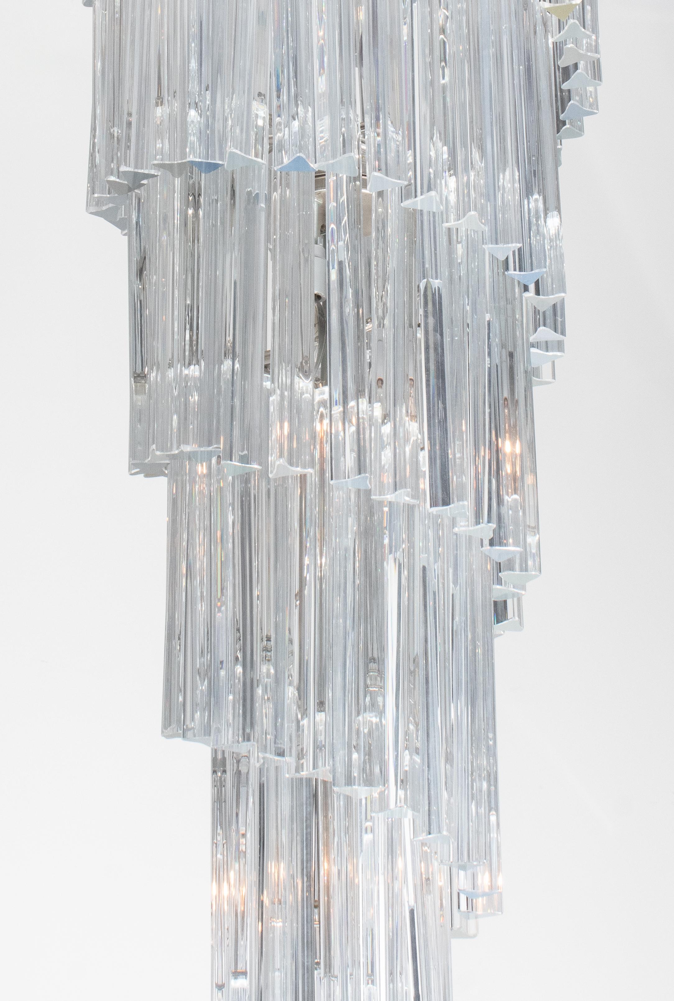 Other Venini Triedri Glass Cascading Spiral Chandelier For Sale
