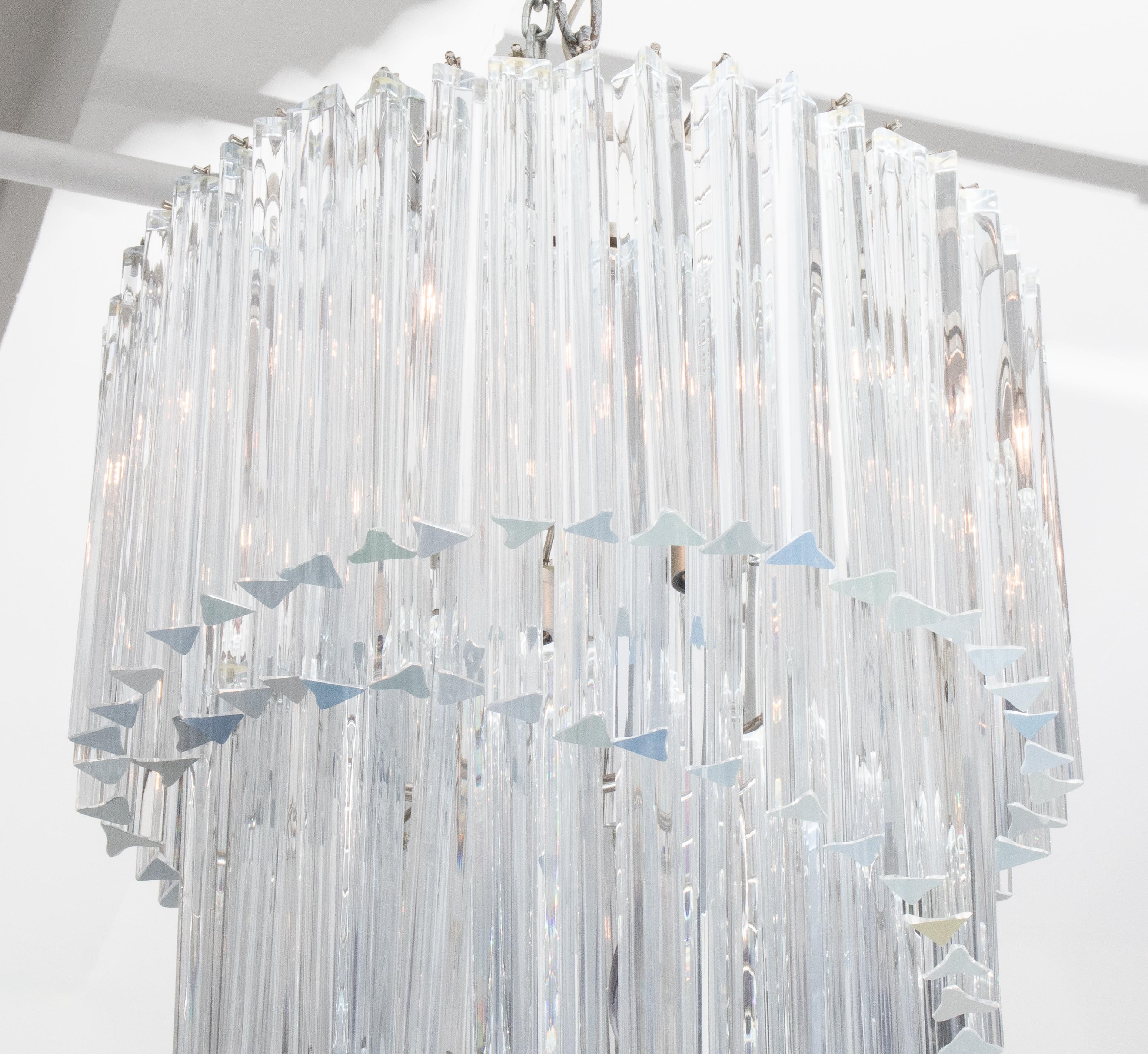 Venini Triedri Glass Cascading Spiral Chandelier In Good Condition For Sale In New York, NY