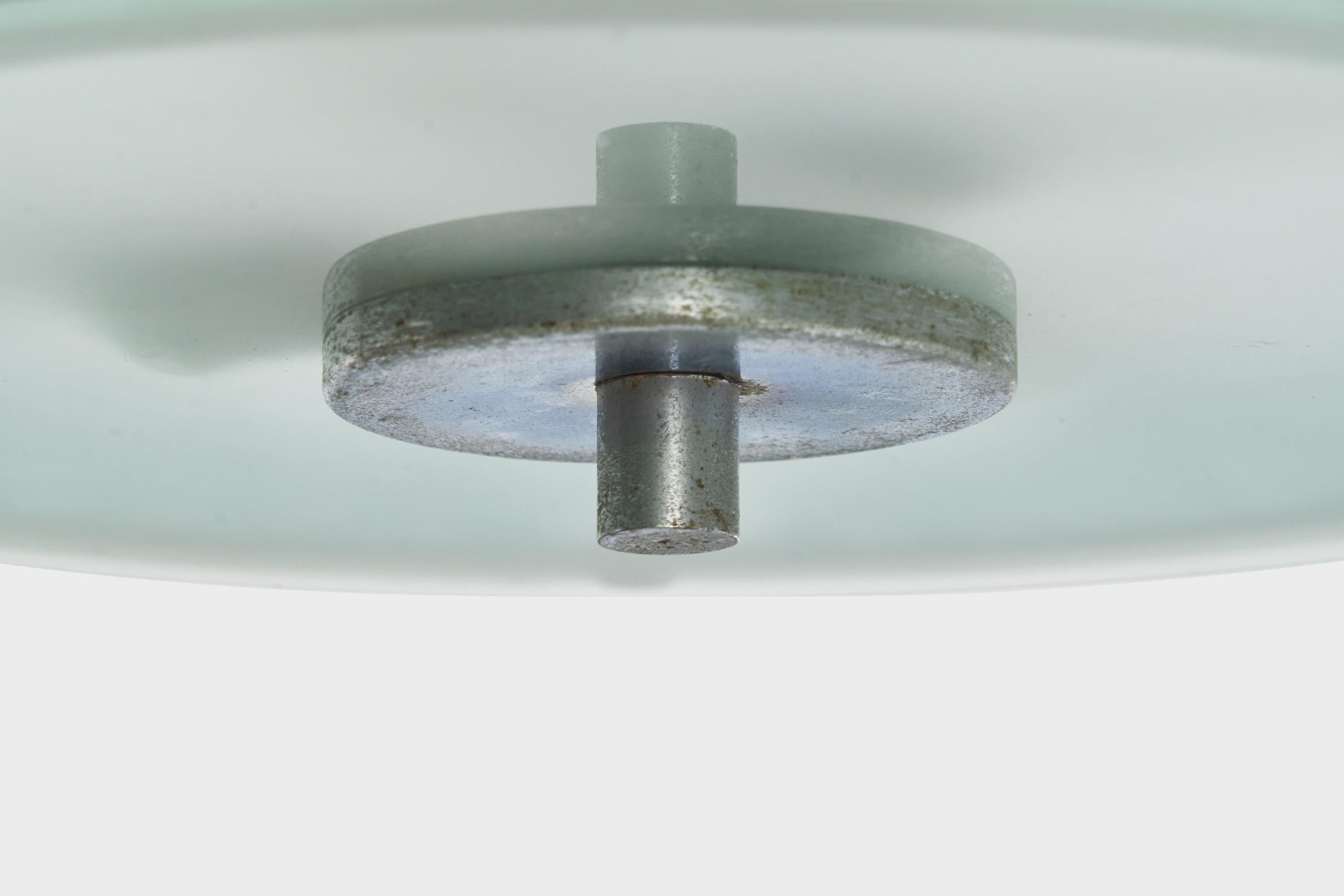 Venini Trieste Attribution, Lampada a sospensione, Nichel, Vetro, Rame, Italia, anni '30 in vendita 5