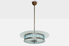 Venini Trieste Attribution, Pendant Light, Nickel, Glass, Copper, Italy, 1930s