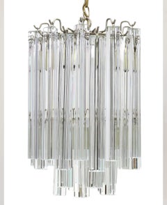 Venini Trilobo Lampadario in vetro di Murano e acciaio del 1960 circa Made in Italy