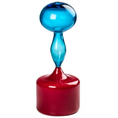 Venini Trio Baritono Sculpture in Aquamarine & Red by Monica Giggisberg & Philip