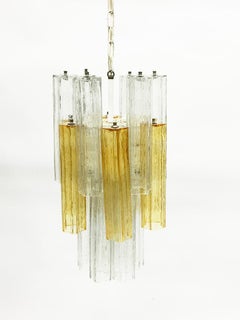 Venini Tronchi Chandelier by Toni Zucchini with 2-Tone Murano Glass Tubes, Italy