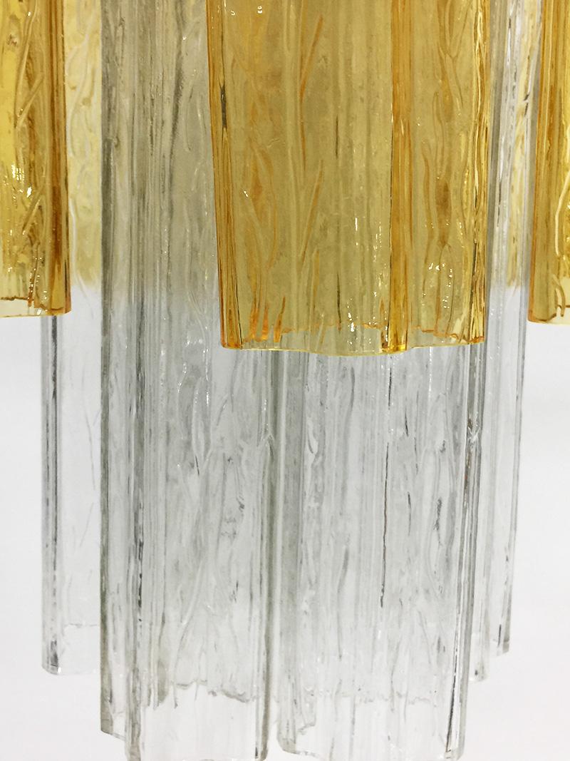 20th Century Venini Tronchi Chandelier by Toni Zucchini with 2-Tone Murano Glass Tubes, Italy For Sale