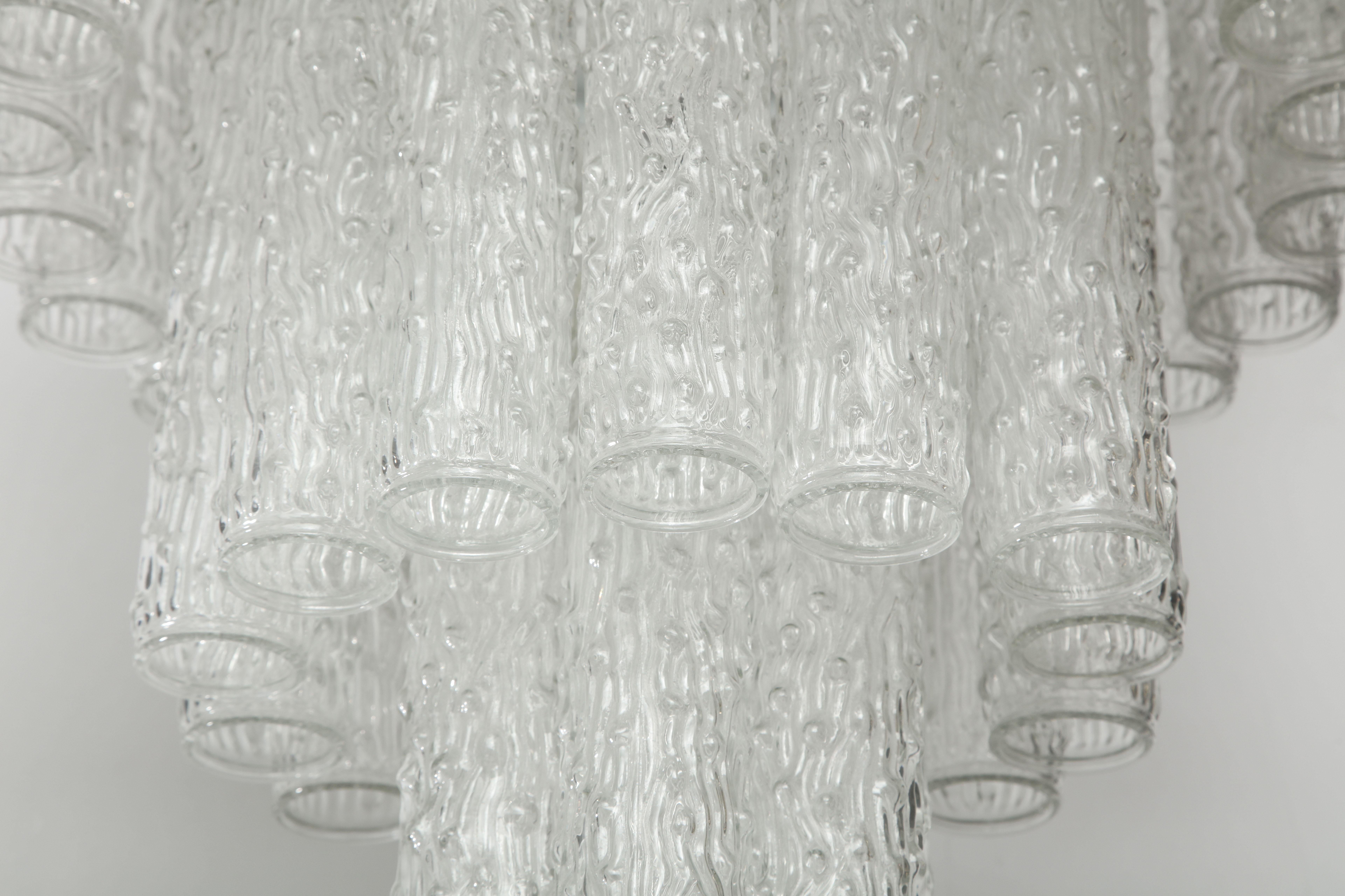 Blown Glass Murano Glass Tube Chandelier For Sale
