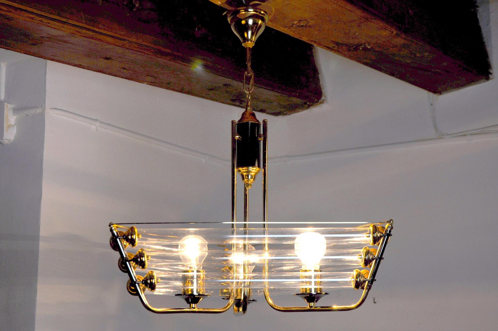 Late 20th Century Venini Tubular Murano Glass Chandelier 1970, Italy For Sale