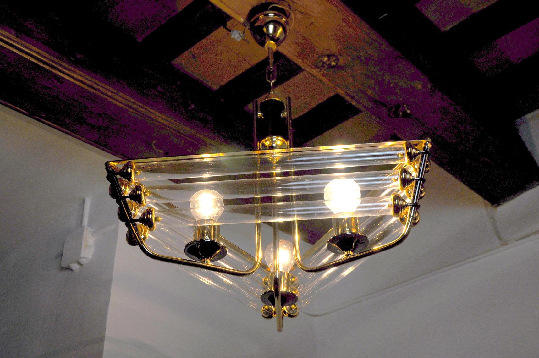Lámpara tubular de cristal de Murano Venini 1970, Italia Cristal en venta