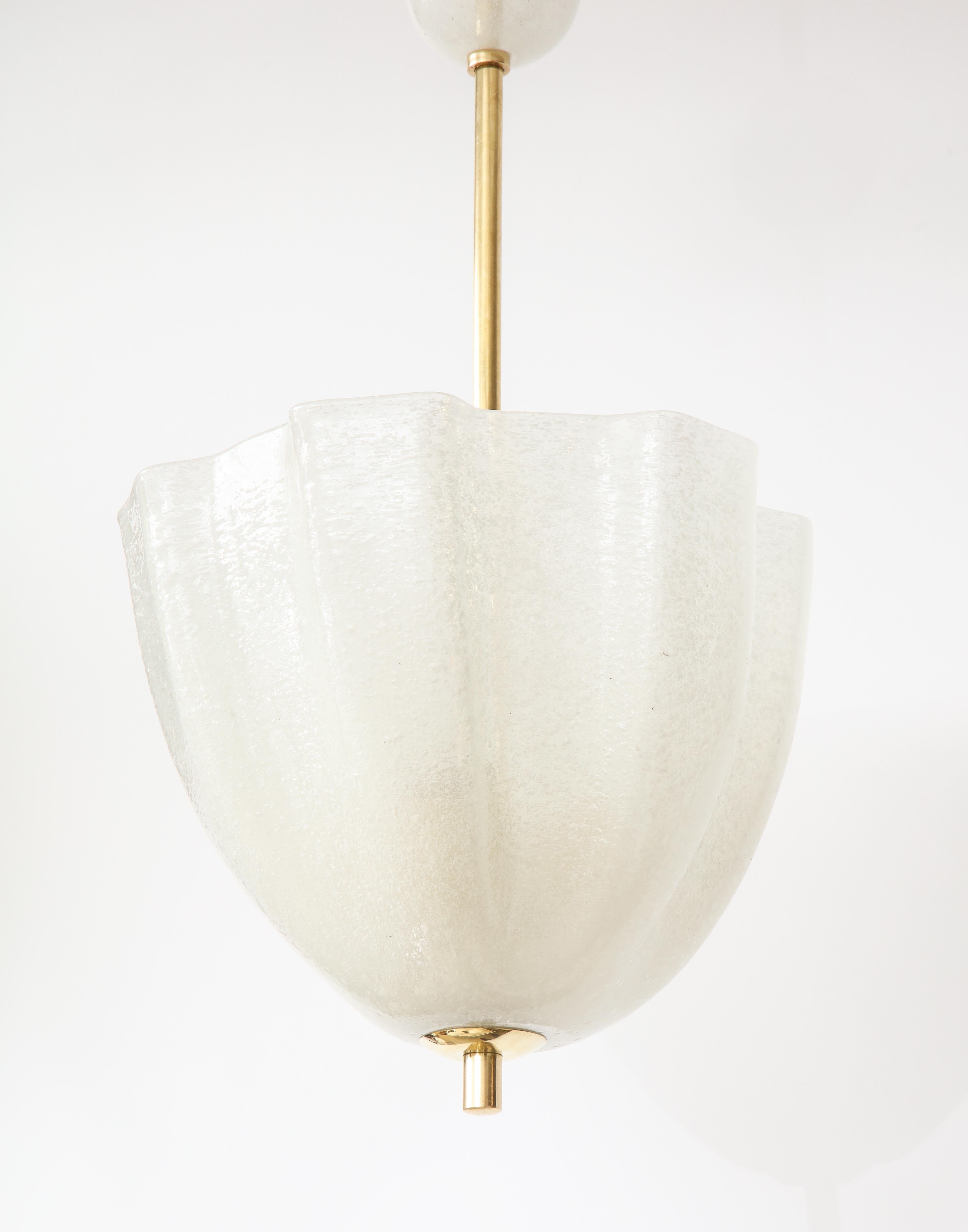 Mid-20th Century Tulip Shaped Frosted Opaline Glass Pendant
