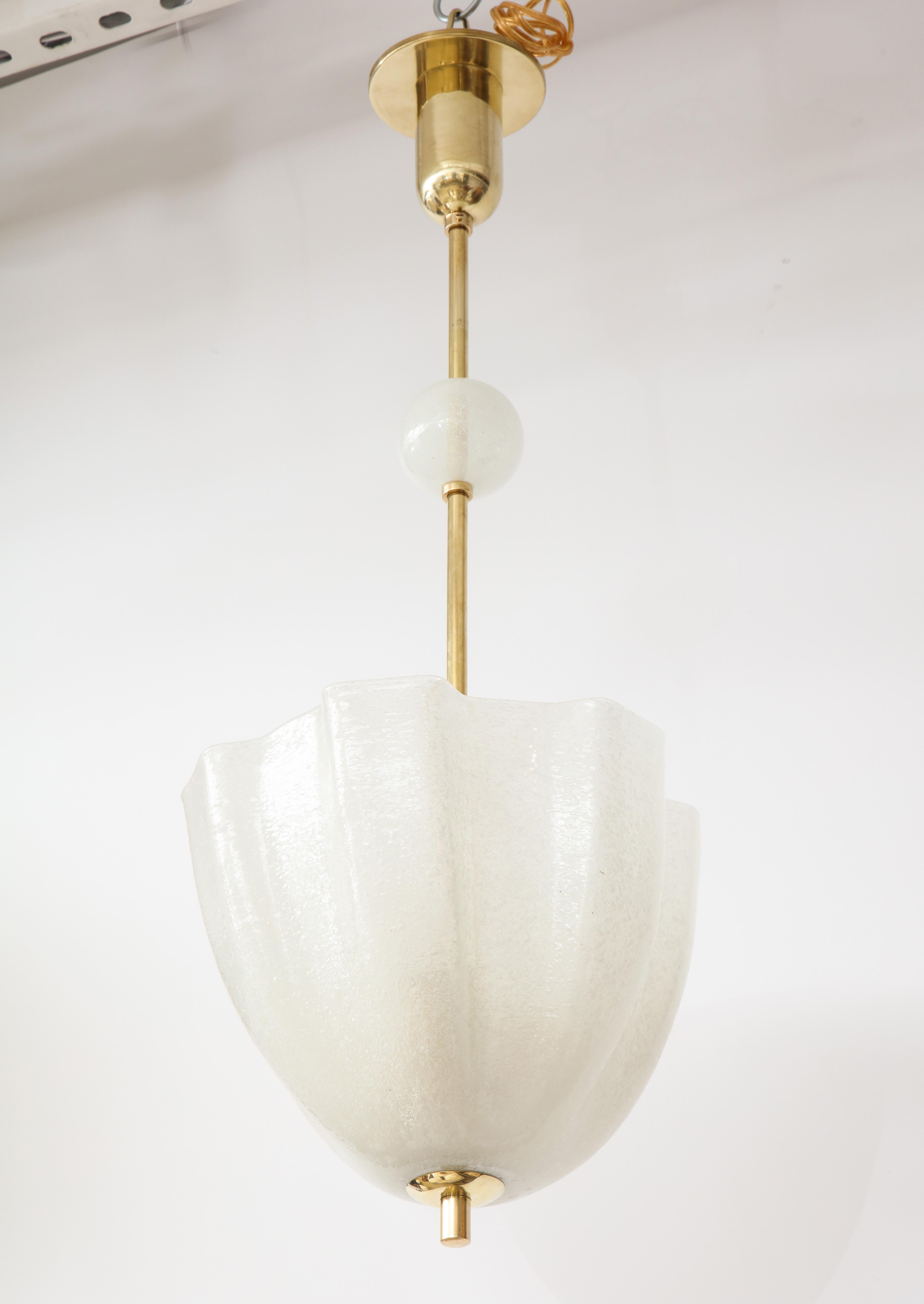 Tulip Shaped Frosted Opaline Glass Pendant 1