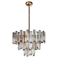 Venini Two-Tone Chandelier, 3 Levels, Murano Glass, Italy, 1970